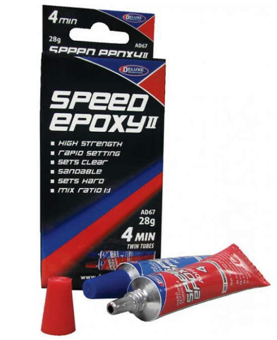 DEAD67--Klej epoksydowy Speed Epoxy II 4 min nadaje się do części narażonych na wibracje. Tworzy długoterminowe elastyczne i silne połączenie. Speed Epoxy II 4 min nie należy stosować do klejenia w obszarach narażonych na długotrwałe działanie wody - np. Zan