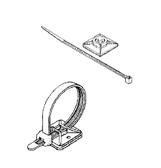MJ/1630--Mocowanie samoprzylepne na opaski zaciskowe 4,3 mm. Mocowanie posiada samoprzylepną powierzchnię (19x19mm), dzięki czemu możemy skutecznie przytwierdzić np. do ścianki kabiny spięte paskiem kable. Zestaw nie zawiera opasek. Cena za 4 sztuki.