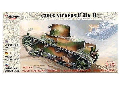 MI/726004--Model do sklejania wiernie odwzorowujący Czołg Vickers E Mk B. Czołg lekki z okresu międzywojennego, produkowany przez brytyjską firmę Vickers na eksport do wielu krajów świata. Była to jedna z bardziej znaczących konstrukcji czołgów w historii rozwo