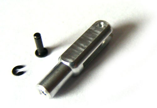 MJ/2152AL--Niezwykle wytrzymały snap aluminiowy M2 z pinem zatrzaskowym, wyprodukowany przez czeskiego producenta wysokiej jakości akcesoriów modelarskich - firmę MP-JET.Snap posiada gwintowany otwór w rozmiarze M2.5, natomiast odległość pomiędzy ramionami wyno