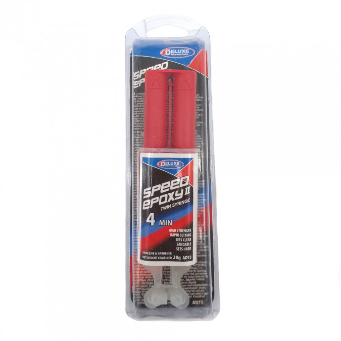 DEAD73--Speed Epoxy Syringe - klej epoksydowy 4min, 28g w podwójnej strzykawce.Klej epoksydowy Speed Epoxy Syringe 4 min nadaje się do części narażonych na wibracje. Tworzy długoterminowe elastyczne i silne połączenie. Speed Epoxy Syringe 4 min nie należy st