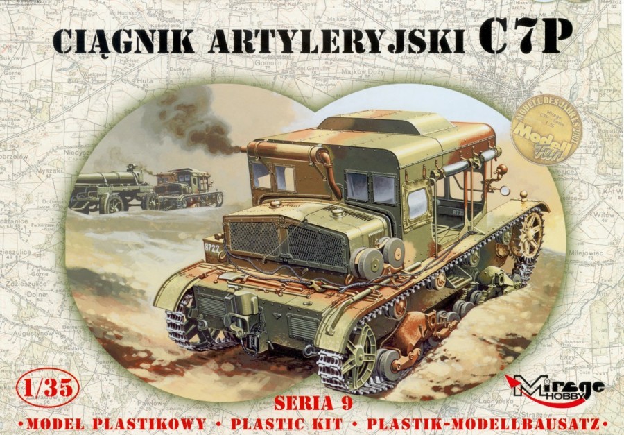 MI/35901--Model do sklejania wiernie odwzorowujący Ciągnik artyleryjski C7P.Polski gąsienicowy ciągnik artyleryjski z czasów dwudziestolecia międzywojennego. Powstał w Polsce na początku lat 30. XX wieku, jako pojazd przeznaczony m.in. do holowania dział ciężk