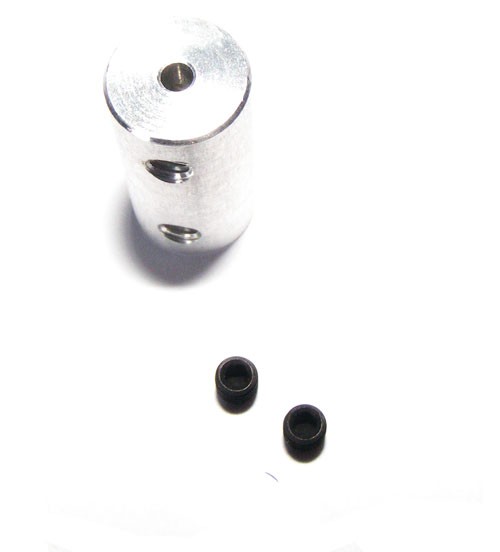 MJ/53023--Kompletny łącznik sztywny 3mm - 3mm o długości 18mm firmy MP-JET umożliwiający połączenie dwóch wałów.Cena za 1 sztukę.