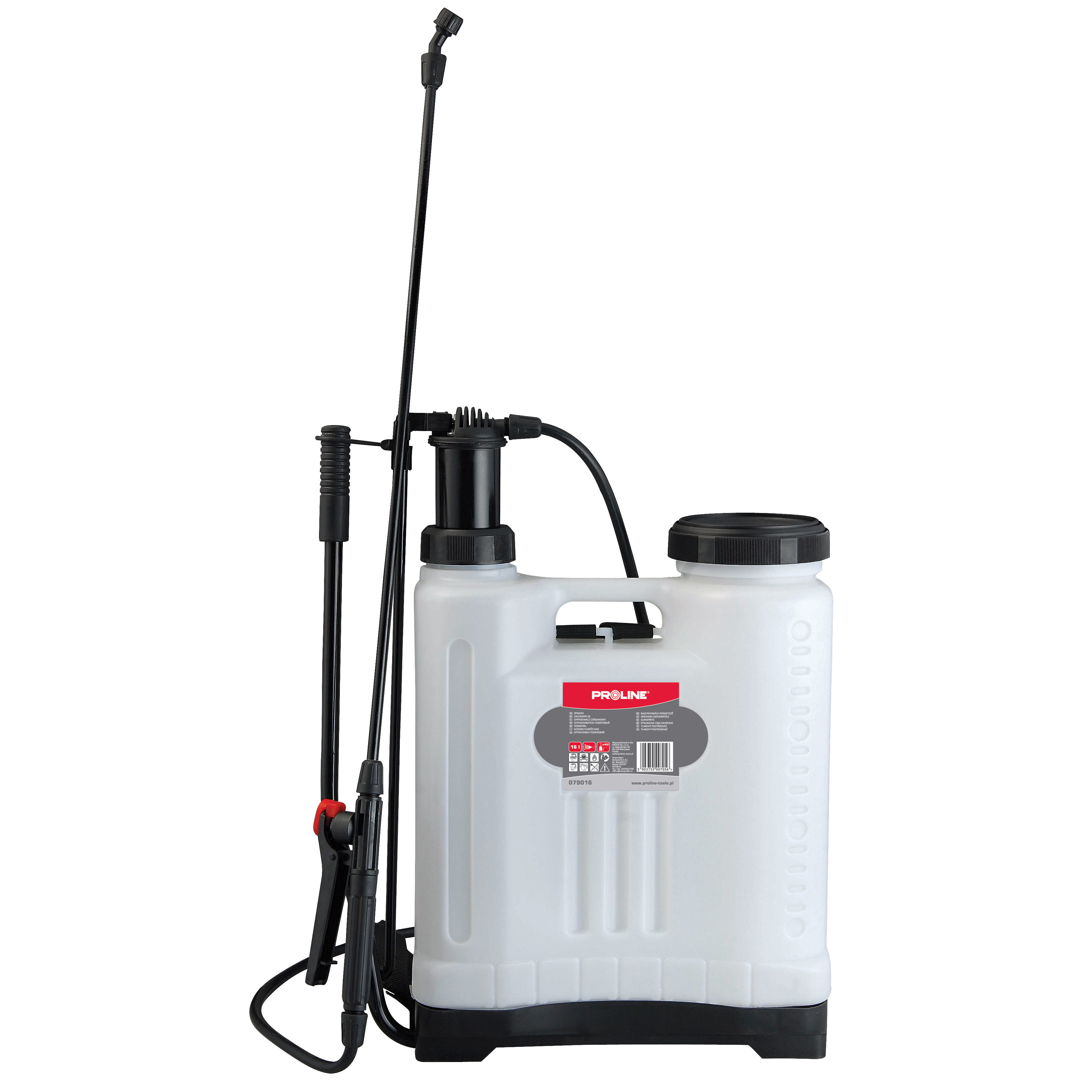 079016--079016 Opryskiwacz ciśnieniowy plecakowy 16L, ProlineUniwersalne urządzenia doskonale sprawdzają się w pracach ochronnych i pielęgnacyjnych.Są idealne do pracy w ogrodzie, na działce, w sadach, uprawach warzywnych i w szklarniach.Gł&amp;oacute;wn