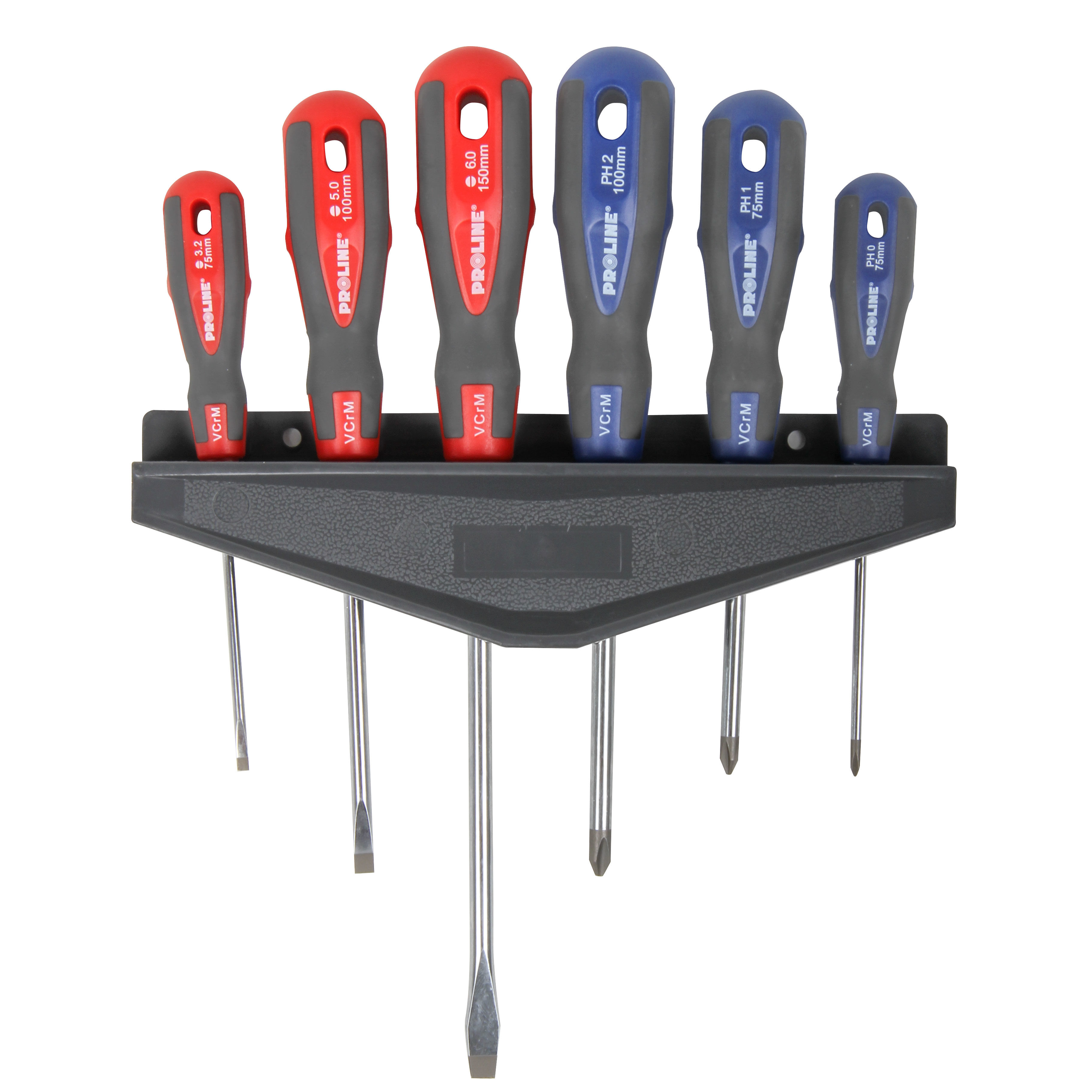 10207--10207 Zestaw wkrętak&amp;oacute;w CrV-Mo, Soft-touch, 6 element&amp;oacute;w, ProlineDane Techniczne:Zestaw wkrętak&amp;oacute;w CrV-Mo, Soft-touch, Proline 10207Screwdriver Set, Schraubendreher-SetGroty wkrętak&amp;oacute;w wykonane 