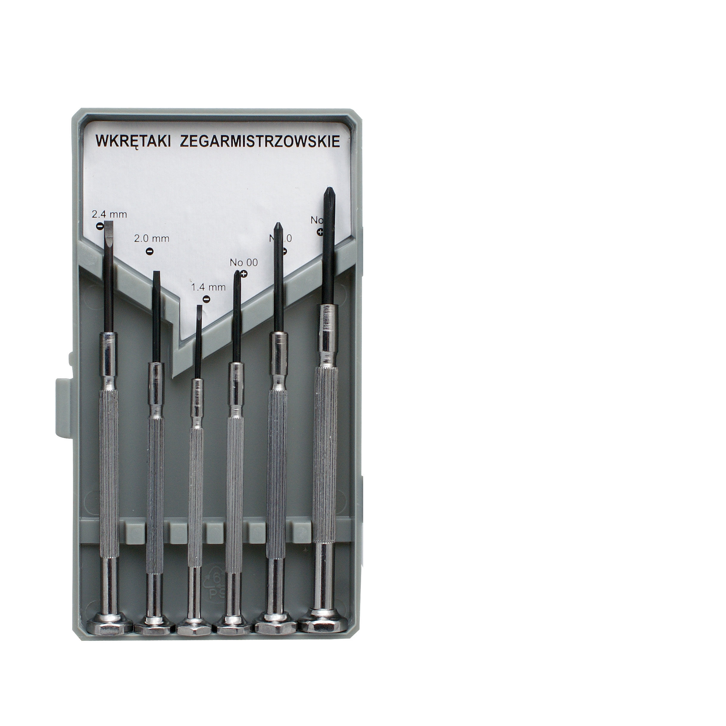 10229--10229 Wkrętaki zegarmistrzowskie Ni-Cr-Mo, zestaw 6 element&amp;oacute;w, ProlineSpecyfikacja:Groty: specjalna stal Ni-Cr-Mo, hartowana.Wygodna i nieślizgająca się rękojeść.Doskonały zestaw dla zegarmistrz&amp;oacute;w, jubiler&amp;oacute