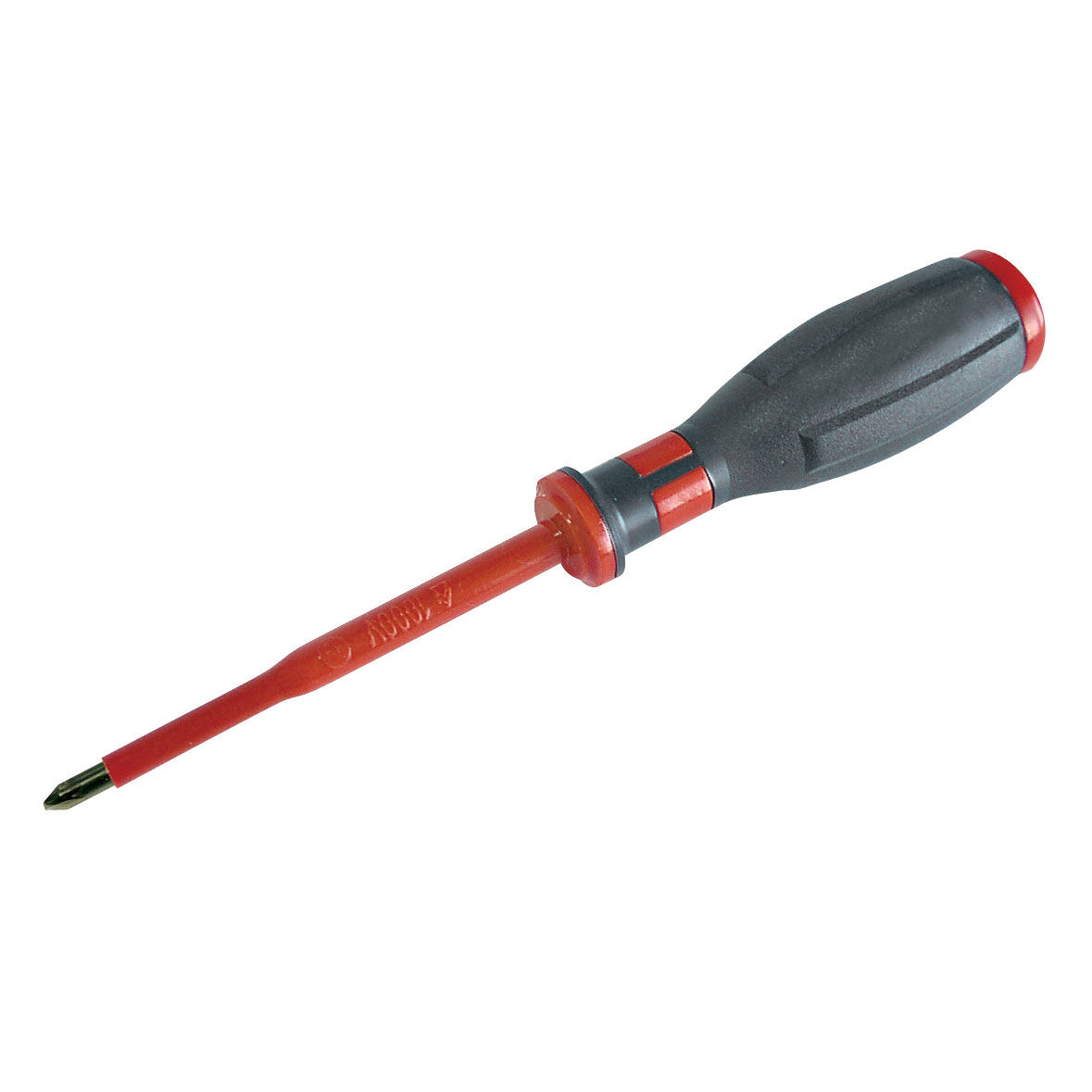 10537--10537 Wkrętak 1000V krzyżowy PH1X80mm "SOFT TOUCH", ProlineGrot z wysokogatunkowej stali molibdenowochromowo-wanadowej odpornej na ścieranie i skręcanieTwardość grotu 58HRCą 2%Rękojeść z kauczuku (antypoślizgowa) zapewniająca doskonały chwy