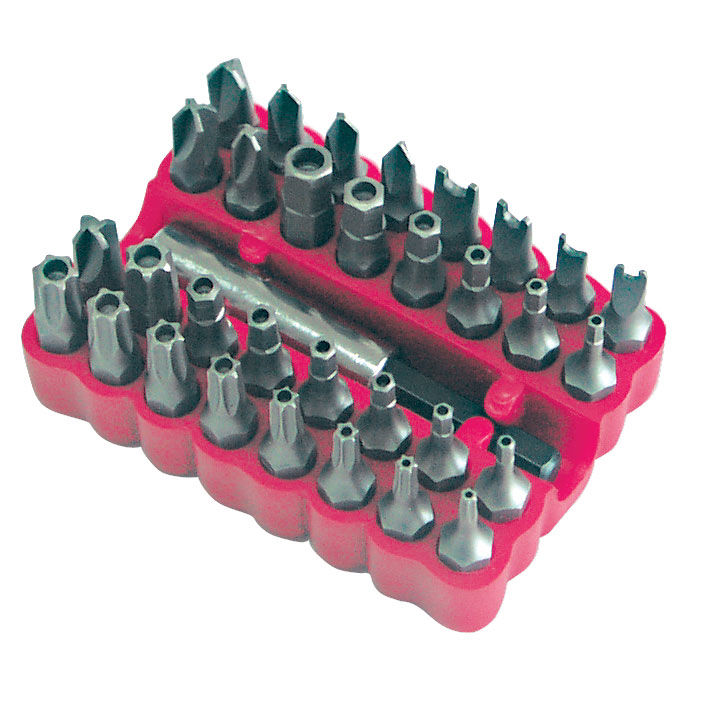 10733--10733 Zestaw końc&amp;oacute;wek specjalnych security 1/4 cala, 33 elementy, MegaZestaw końc&amp;oacute;wek bit&amp;oacute;w specjalnych "SECURITY" 1/4" ze stali chromowo-wanadowej .Skład zestawu:Torx Security: T8; T10; T15