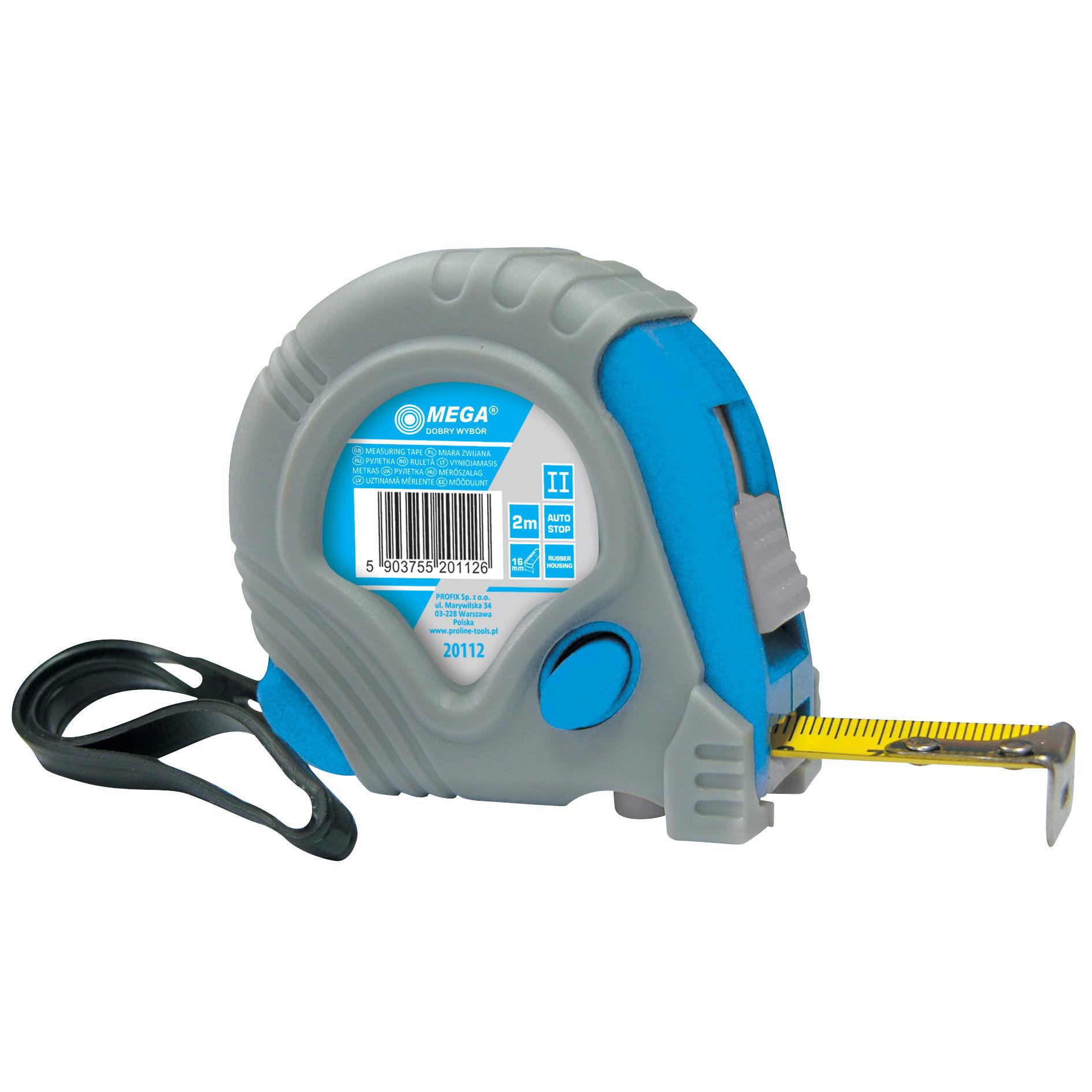 20113K--Miara zwijana 3m/16mm, 3 stopery,  osłona gumowa, skin pack