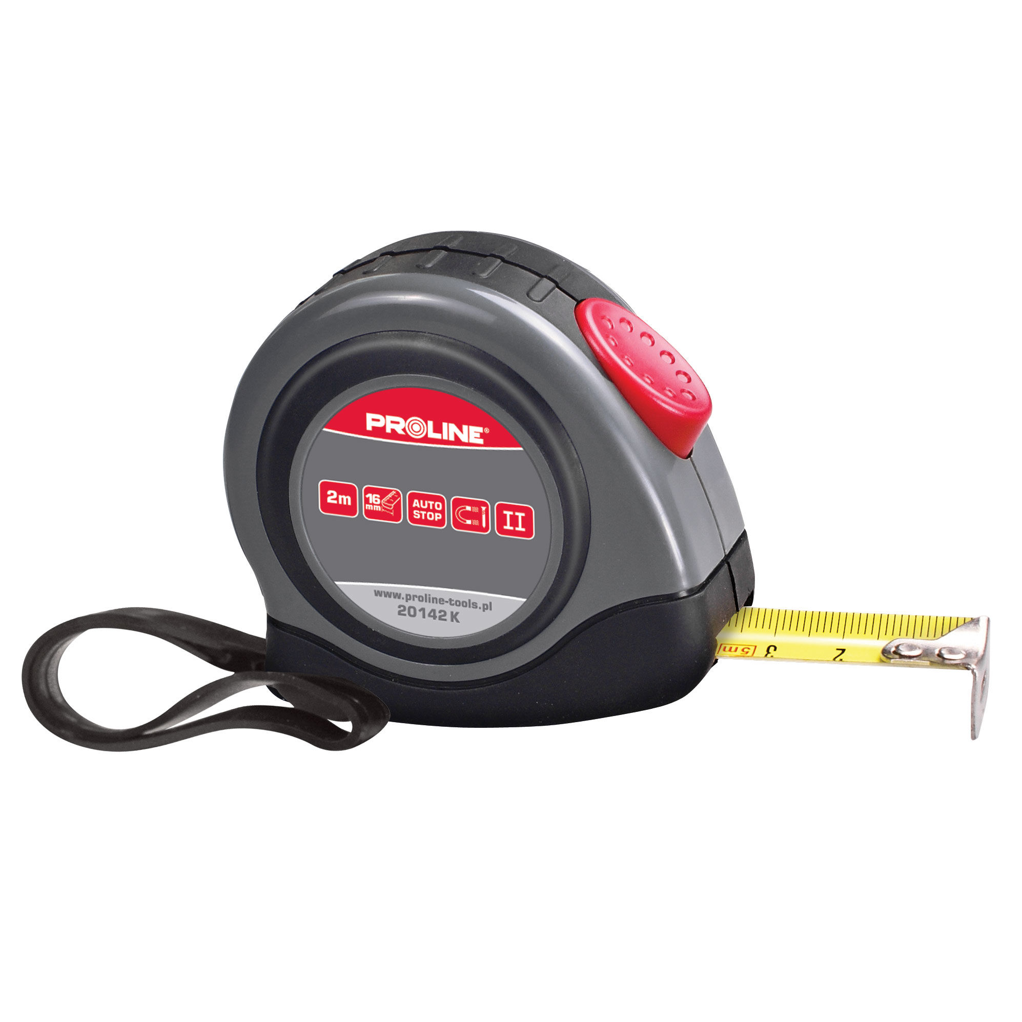 20142--Miara zwijana 2m/16mm, aut.blokada, osłona gumowa proline