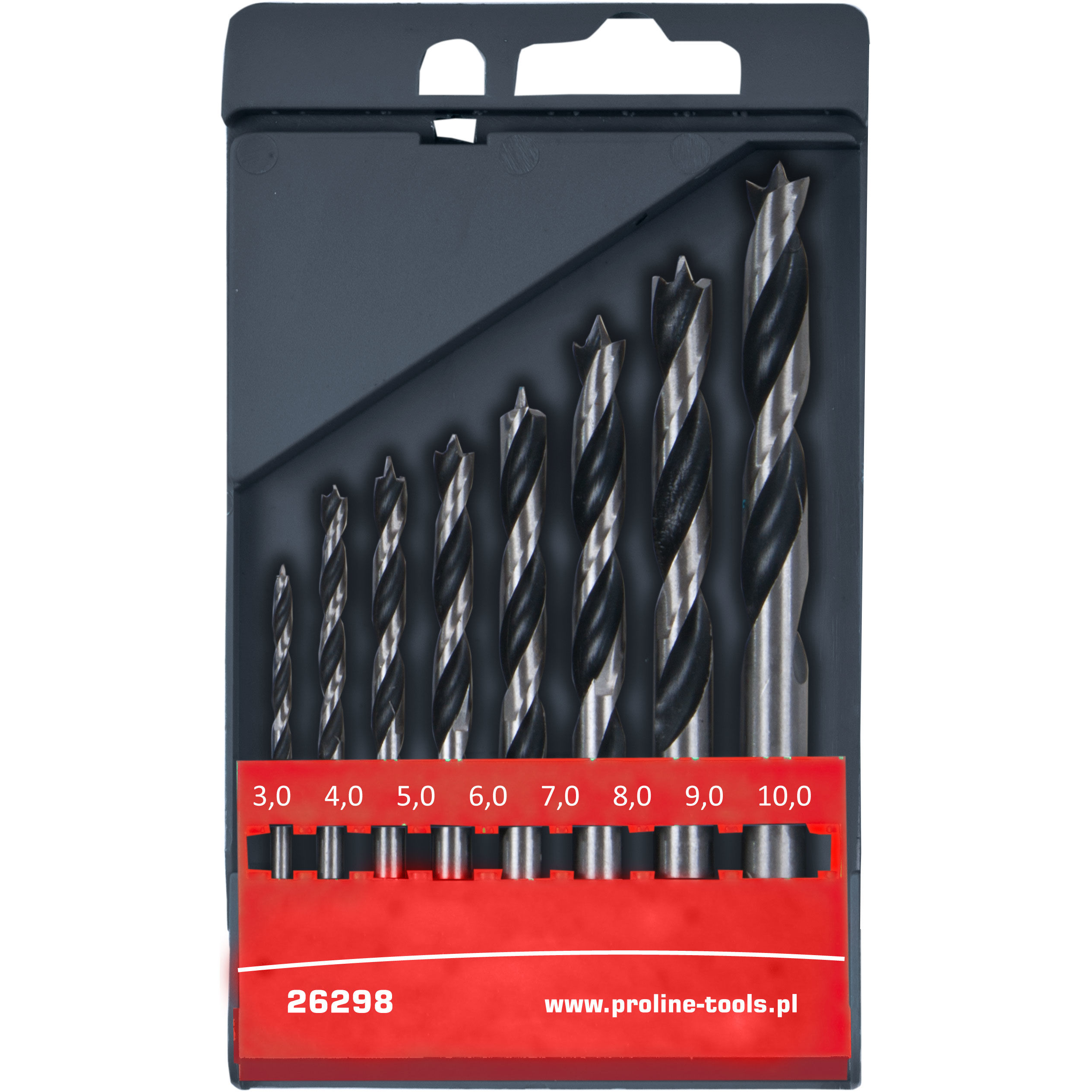 26298--Wiertła do drewna  kpl. szt.8 (3-10mm)   proline