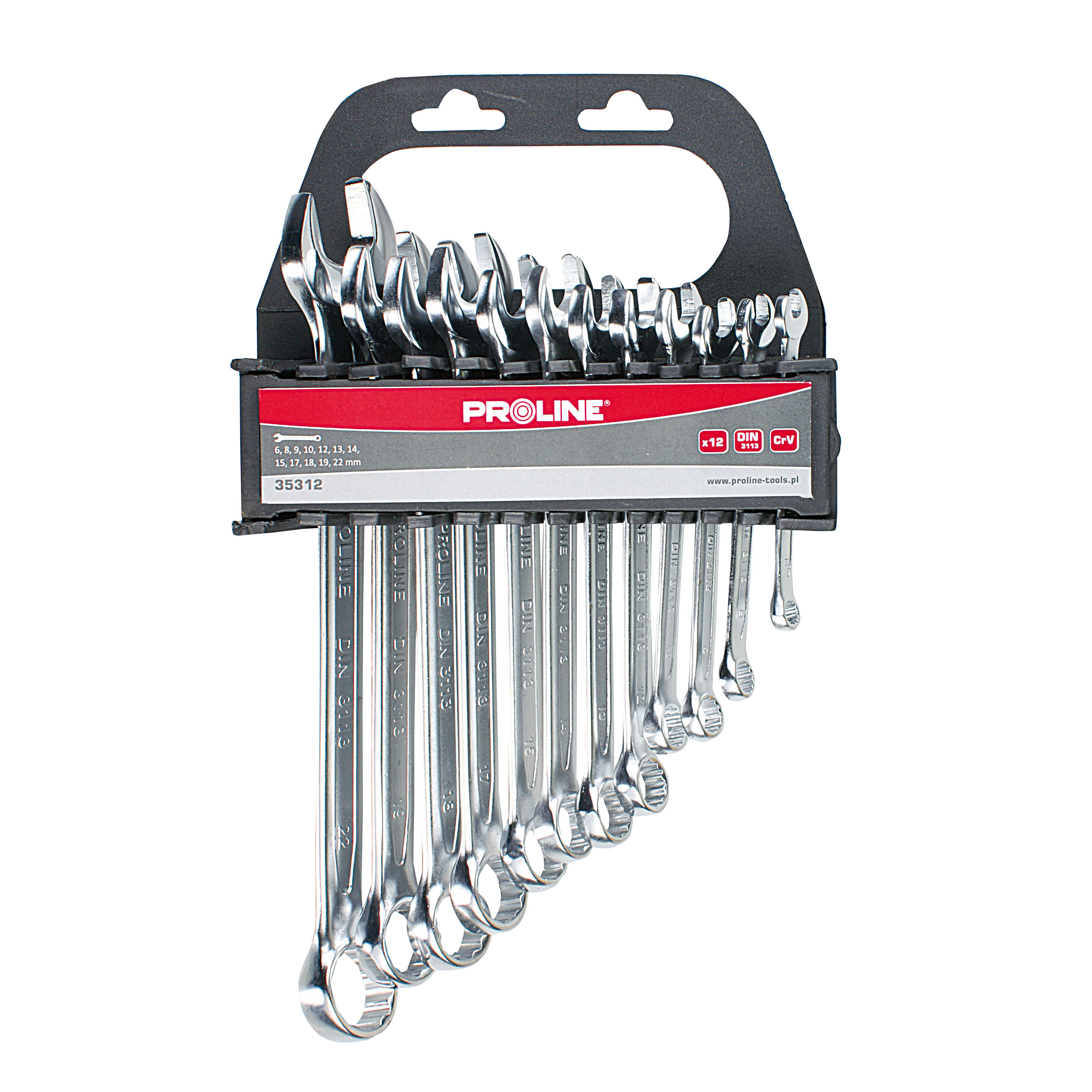 35308--Klucze oczkowo-płaskie szt.8 (6-19mm), din 3113, cv, proline