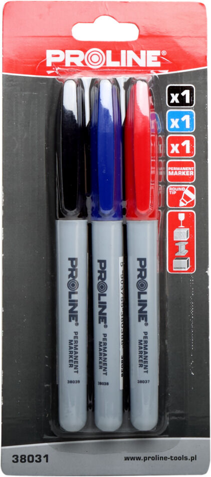 38031--Markery perm. "okrągłe" 3 szt. (cza,nie,cze), karta, proline