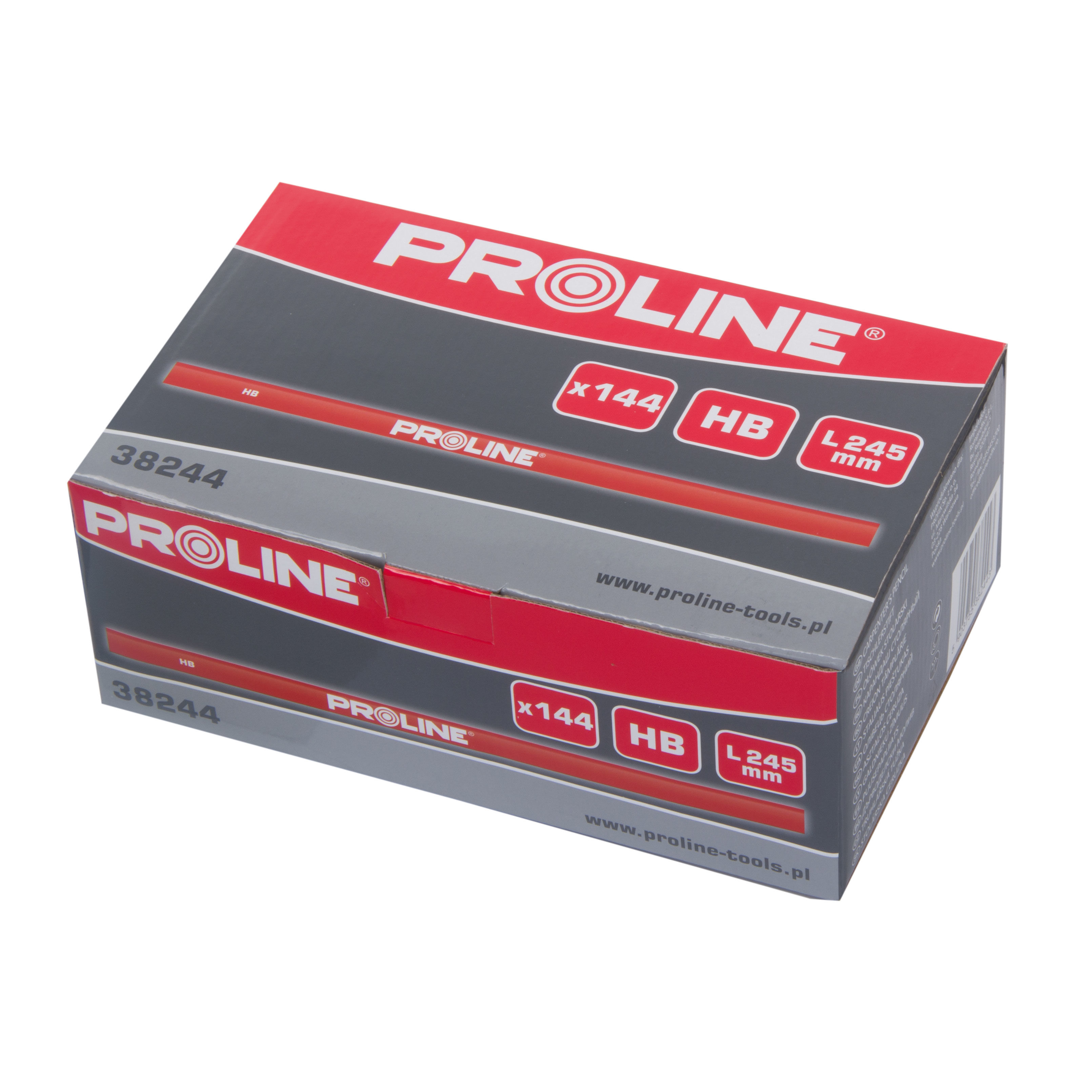38244--Ołówki stolarskie hb czerwone komplet 144 szt. proline