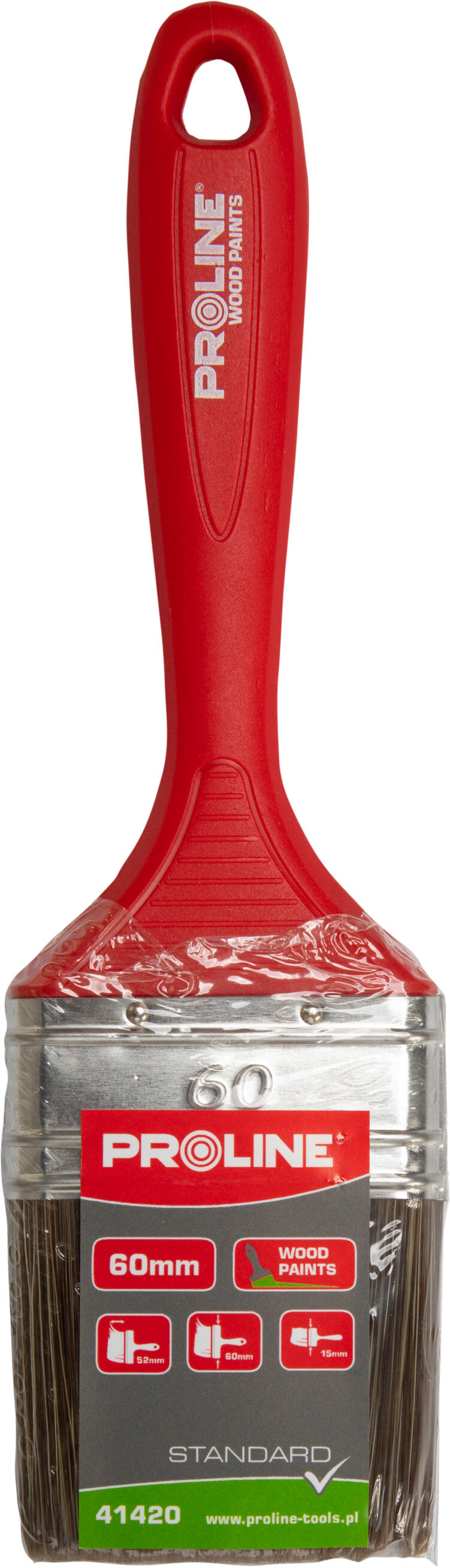 41416--Pędzel płaski standard 20mm,rączka plastik,do drew.,proline