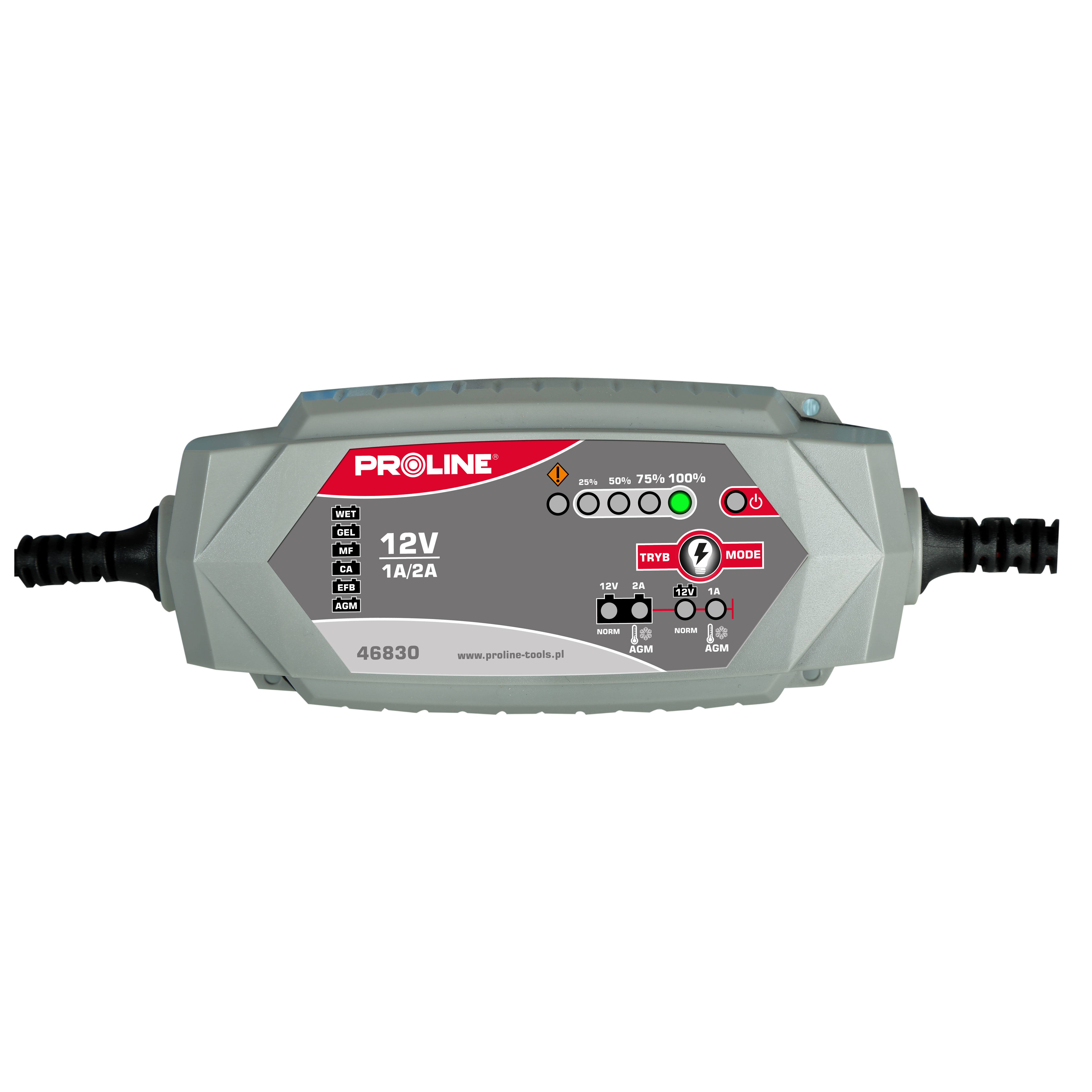 46830--Prostownik inwert. do akumulatorów sam. 12v, 2a ce proline