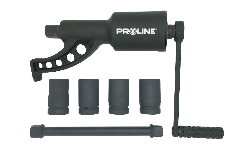 46862--Specyfikacja:Służy do odkręcania zapieczonych śrub lub nakrętek na dużych kołach, np. w samochodach ciężarowych lub maszynach rolniczychW środku klucza znajdują się przekładnie zębate, dzięki kt&amp;oacute;rym stosunkowo nieduża siła na wejściu p