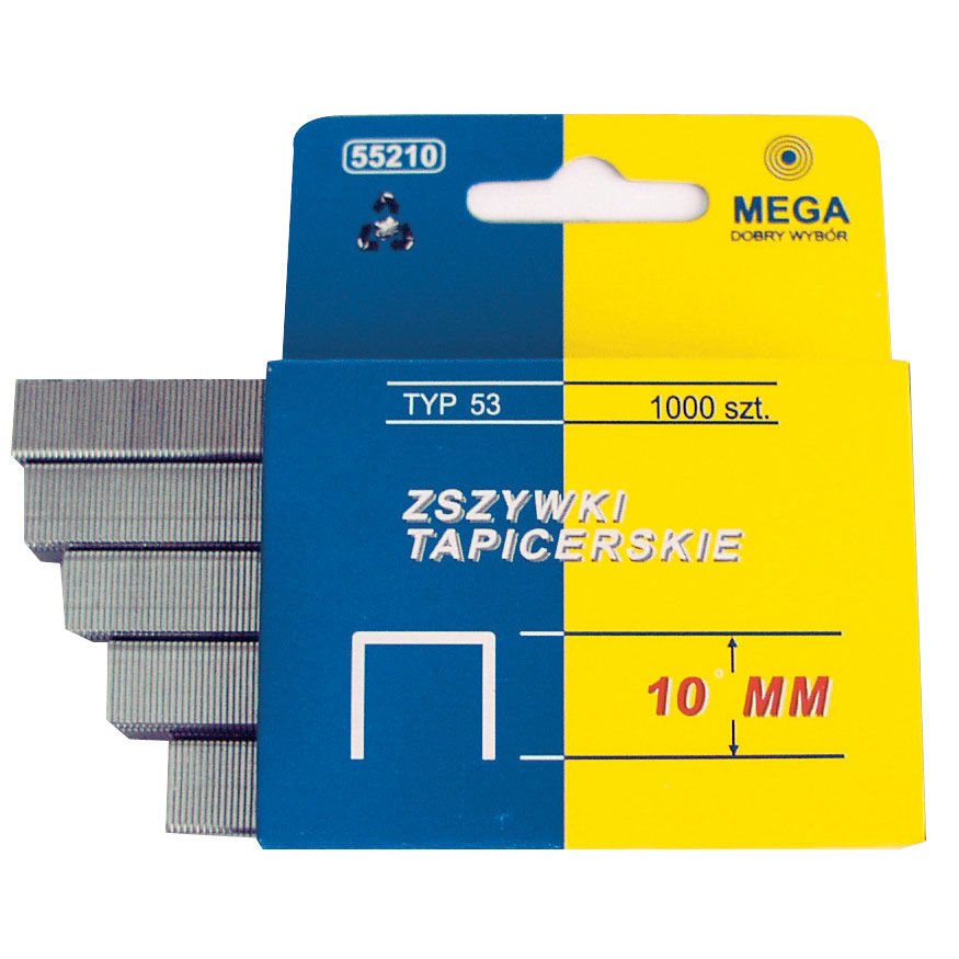 55210--55210 Zszywki tapicerskie hartowane TYP 53, L:10mm, MegaSzerokość zszywek: 11,3 mm; 0,7x0,52 mmOpakowanie: 1000 sztuk