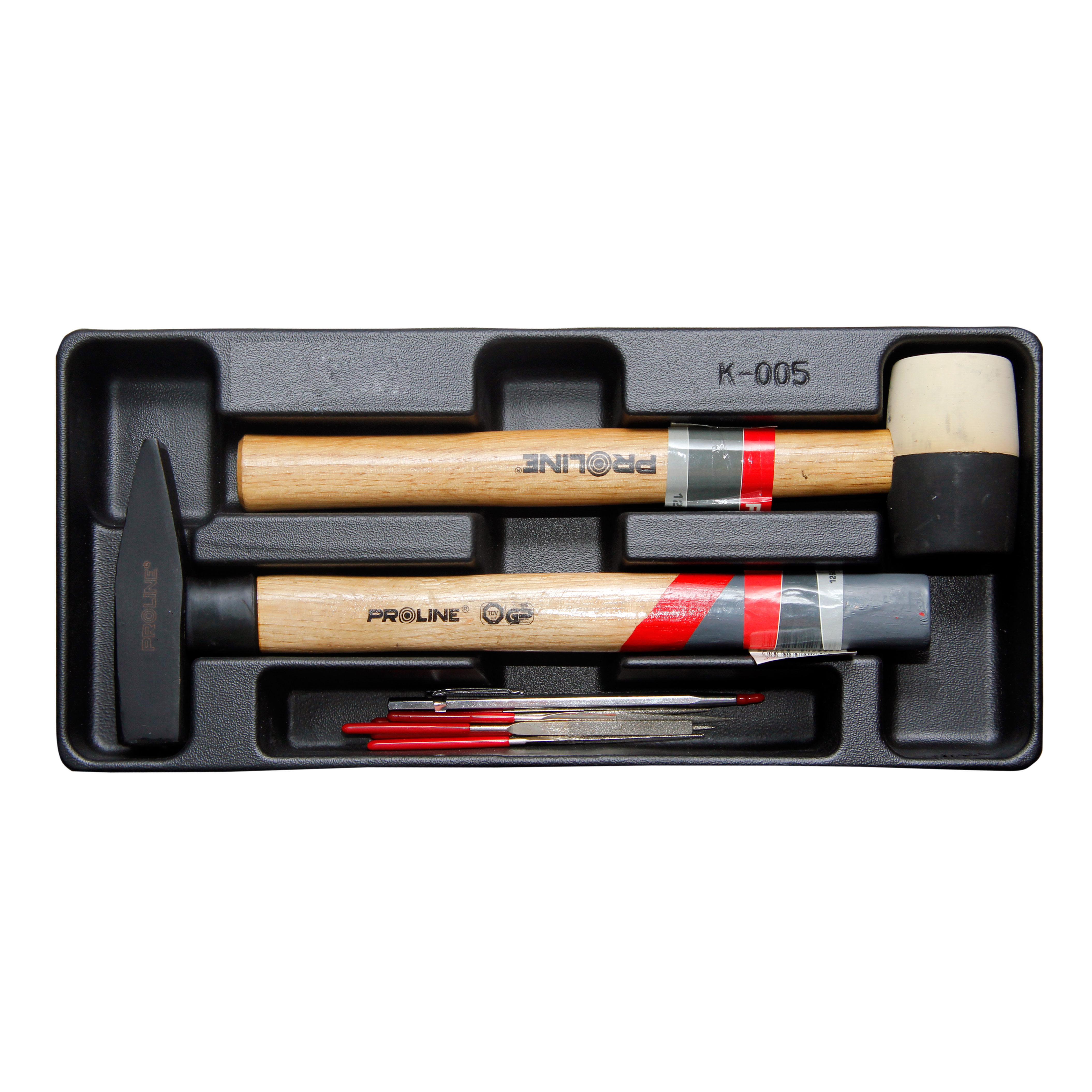 58726--Młotek ślusarski 500 g (12605)Młotek gumowy 340 g (12022)Zestaw pilników diamentowych (32015)Rysik traserski (31382)