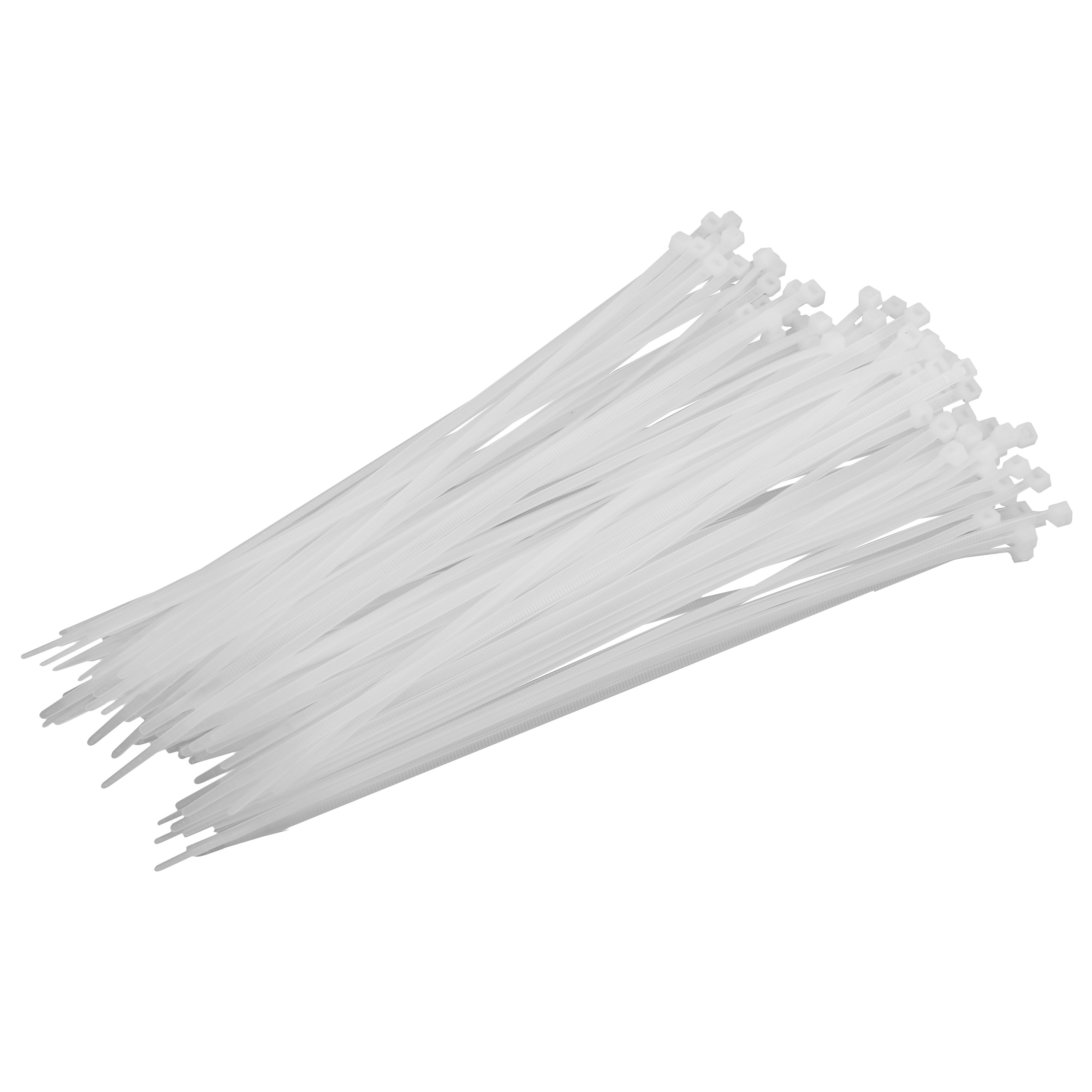 59140B--59140B Opaski zaciskowe nylonowe białe, 4.8x400 mm, 100 sztuk ProlineWykonane z wysokiej jakości nylonuOdporne na promieniowanie UVGładkie, zaokrąglone krawędzie opasek chroniące przewody przed przetarciemZwężany profil zakończenia ułatwiający zacisk
