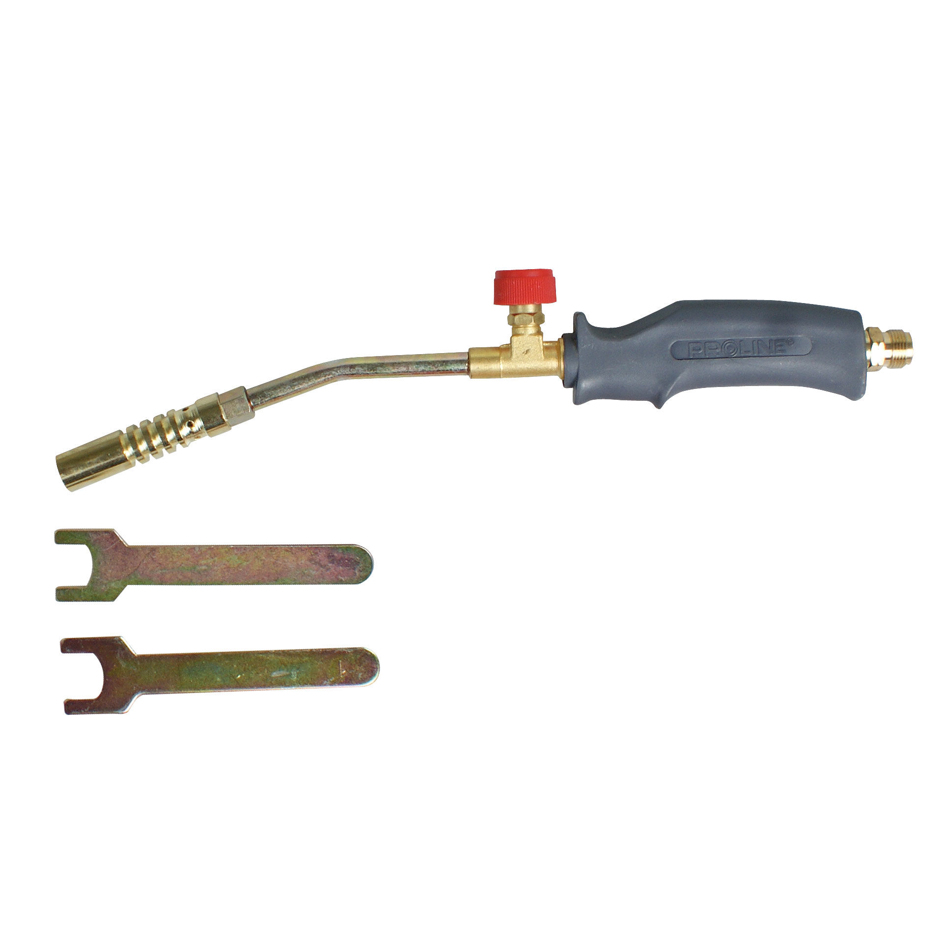 60040--60040 Palnik lutowniczy z dyszą 17mm, 2kW, ProlineTemperatura płomienia: 1850 stopniC.Zużycie gazu Propan Butan: 140 g/h.Długi wąż 2m spełnia wymogi normy europejskiej EN 559Dysza zapewnia płomień punktowyMoc palnika lutowniczego gazowego: 2kW