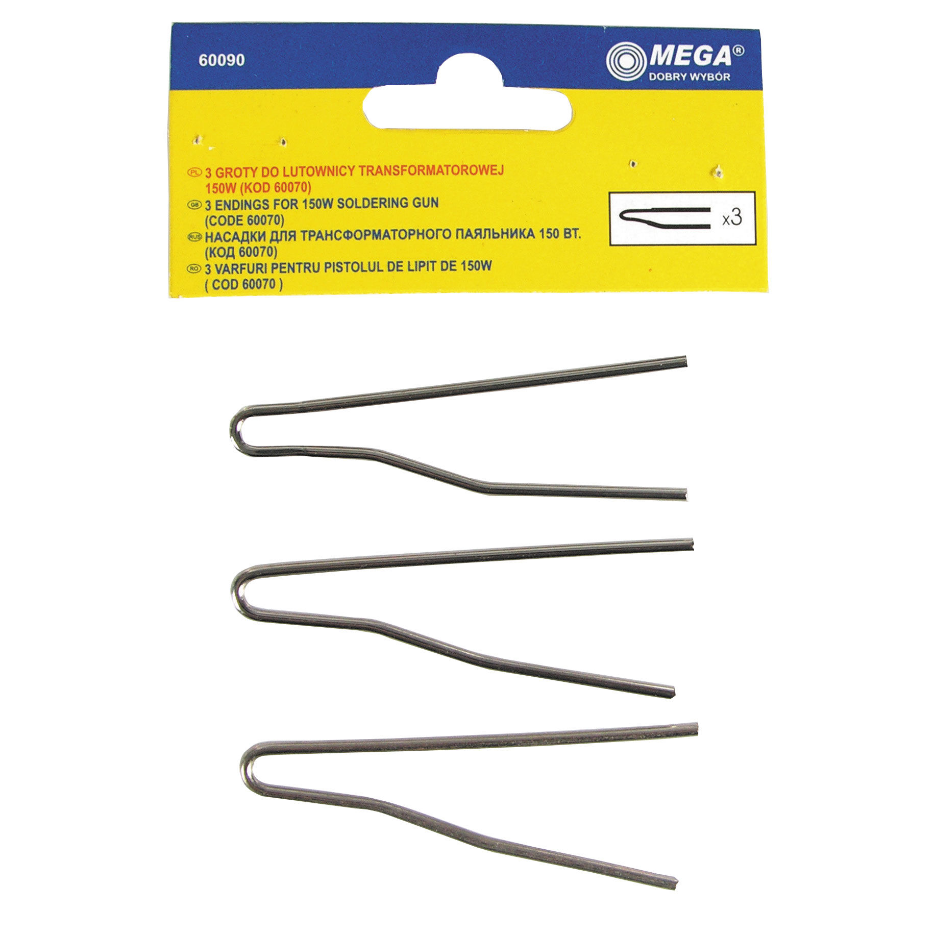 60090--60090 Groty do lutownicy transformatorowej [60070], zestaw 3 el.Grot do lutownicy transformatorowej - 3 sztukiGroty pasują do lutownicy: 60070