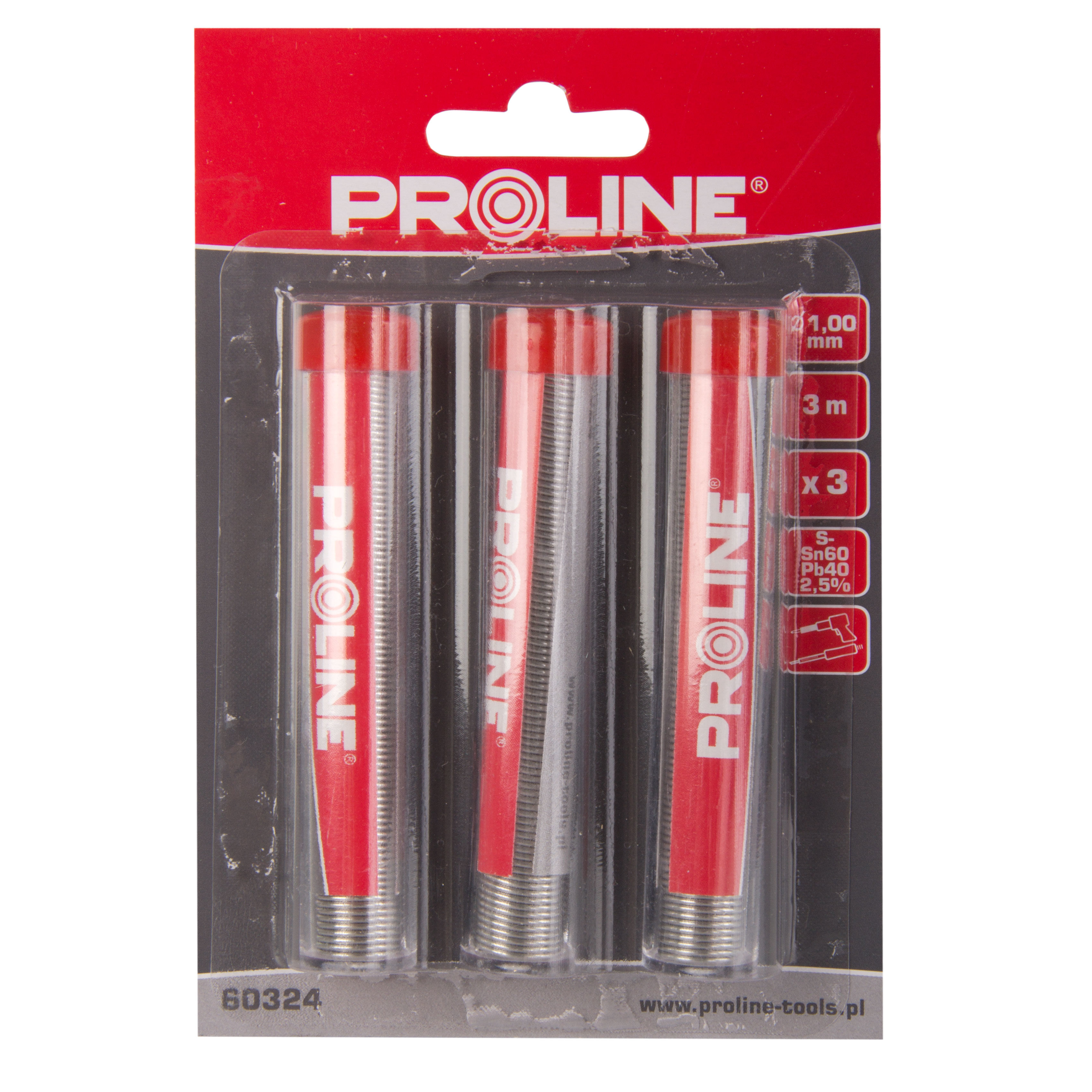 60324--Spoiwo lut. 60/40/2.5% 1,0mm/3m fiolki szt.3 blister proline