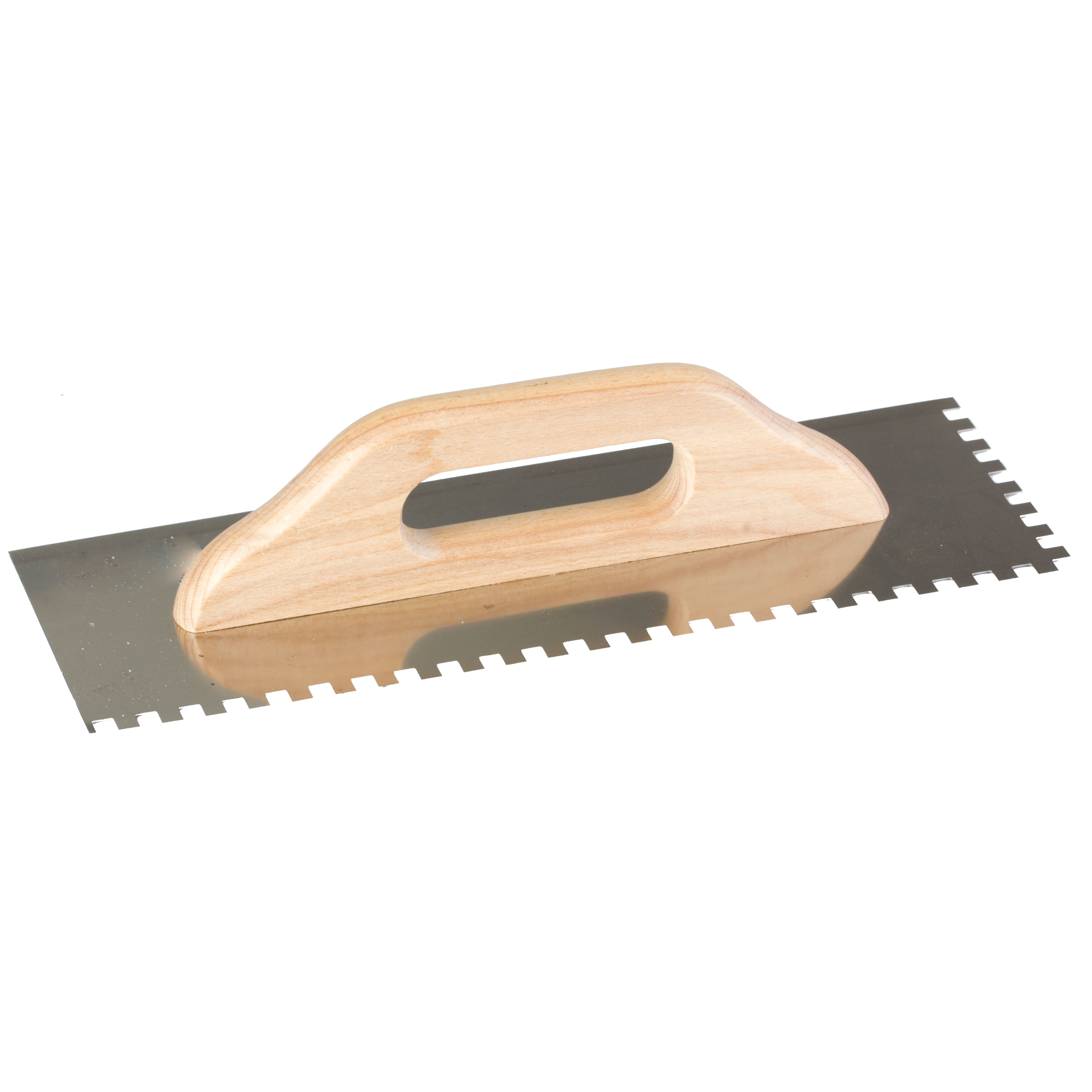 61613--Specyfikacja:Stal nierdzewnaRękojeść drewniana zamkniętaZęby prostokątneDo nakładania kleju przy pracach glazurniczych (ząb 6x6 i 8x8) przy układaniu parkiet&amp;oacute;w, przy rozprowadzaniu zaprawy murarskiej (ząb 10x10)