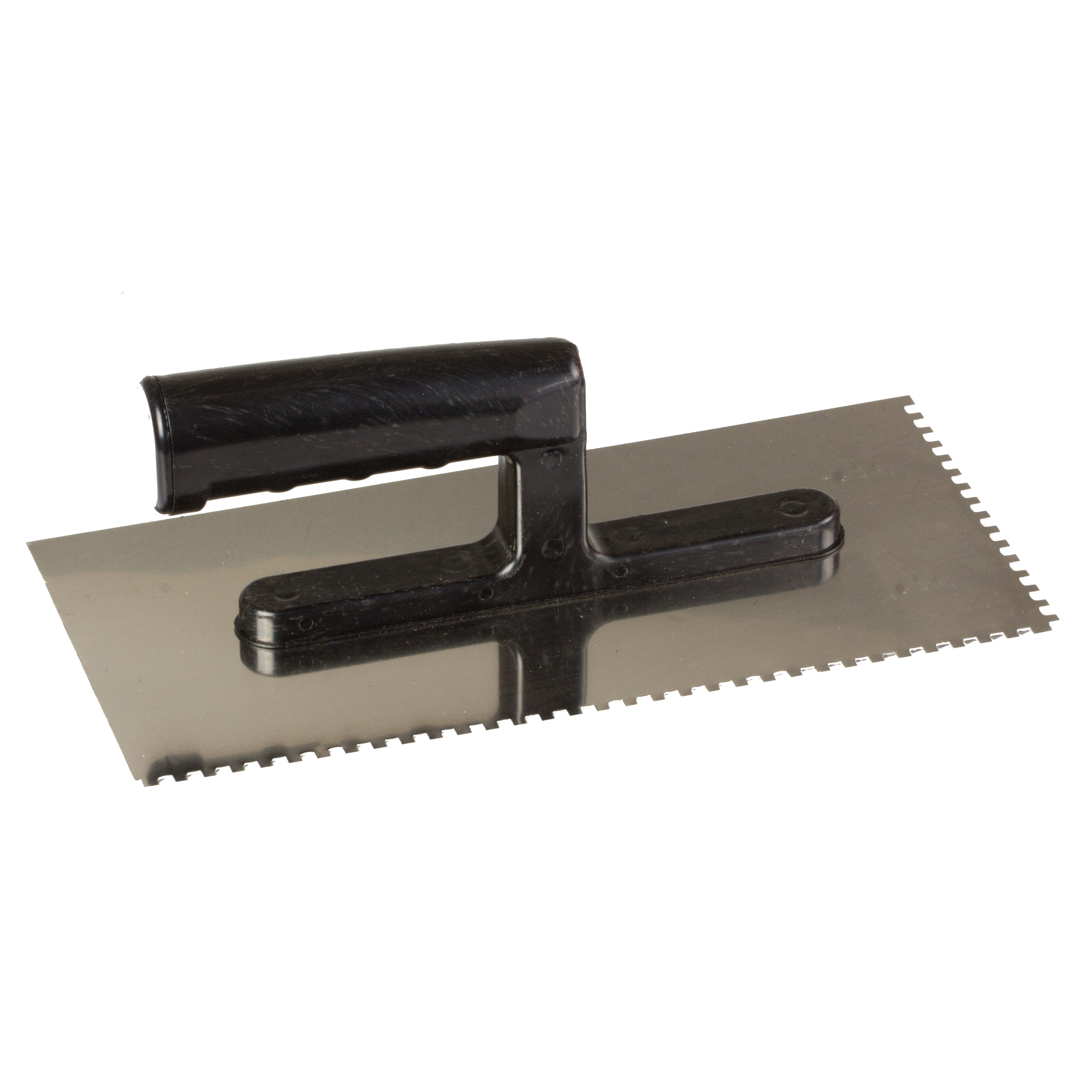 61712--Dane techniczne:Stal nierdzewnaZęby prostokątneDo nakładania kleju przy pracach glazurniczych ( ząb 6x6 i 8x8 ), przy układaniu parkiet&amp;oacute;w ( ząb 4x4 ), przy rozprowadzaniu zaprawy murarskiej ( ząb 10x10 i 12x12 )Rękojeść plastikowa otwa