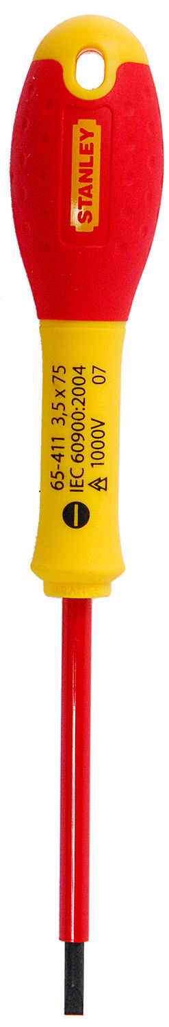 654110--654110 Wkrętak FatMax VDE płaski 3.5x75mm [Z]Charakterystyka produktu:Płaski poszerzony dla elektryk&amp;oacute;wZgodny z normą EN609900Testowany do 1000 VGrot izolowany, wykonany z wysokogatunkowej stali zapewniający wysoką jakość narzędziRękoje