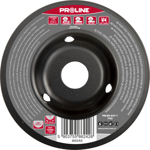 86242--Tarcza wypukła tarnik średnie zęby typ a 125mm proline