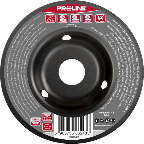 86243--Tarcza wypukła tarnik drobne zęby typ b 125mm proline
