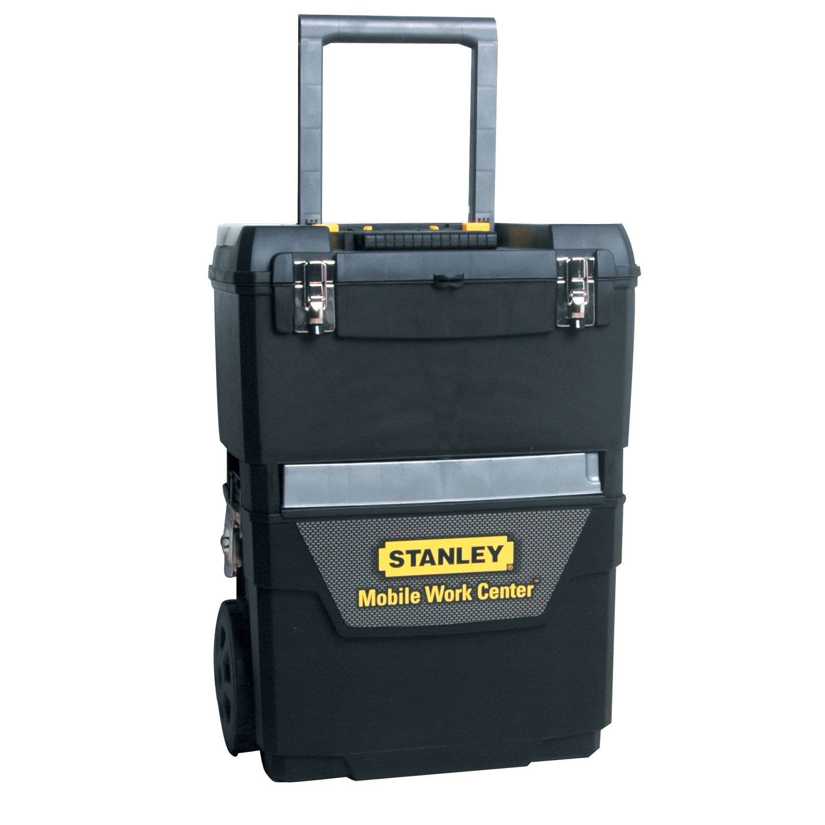 939681--Specyfikacja:Konstrukcja modułowa, rozkładana na 2 częściW g&amp;oacute;rnej części posiada 2 organizery pod przezroczystymi pokrywamiW dolnej części duży pojemnik na narzędzia i materiałyWychylany uchwyt transportowyWytrzymałe k&amp;oacute;ł