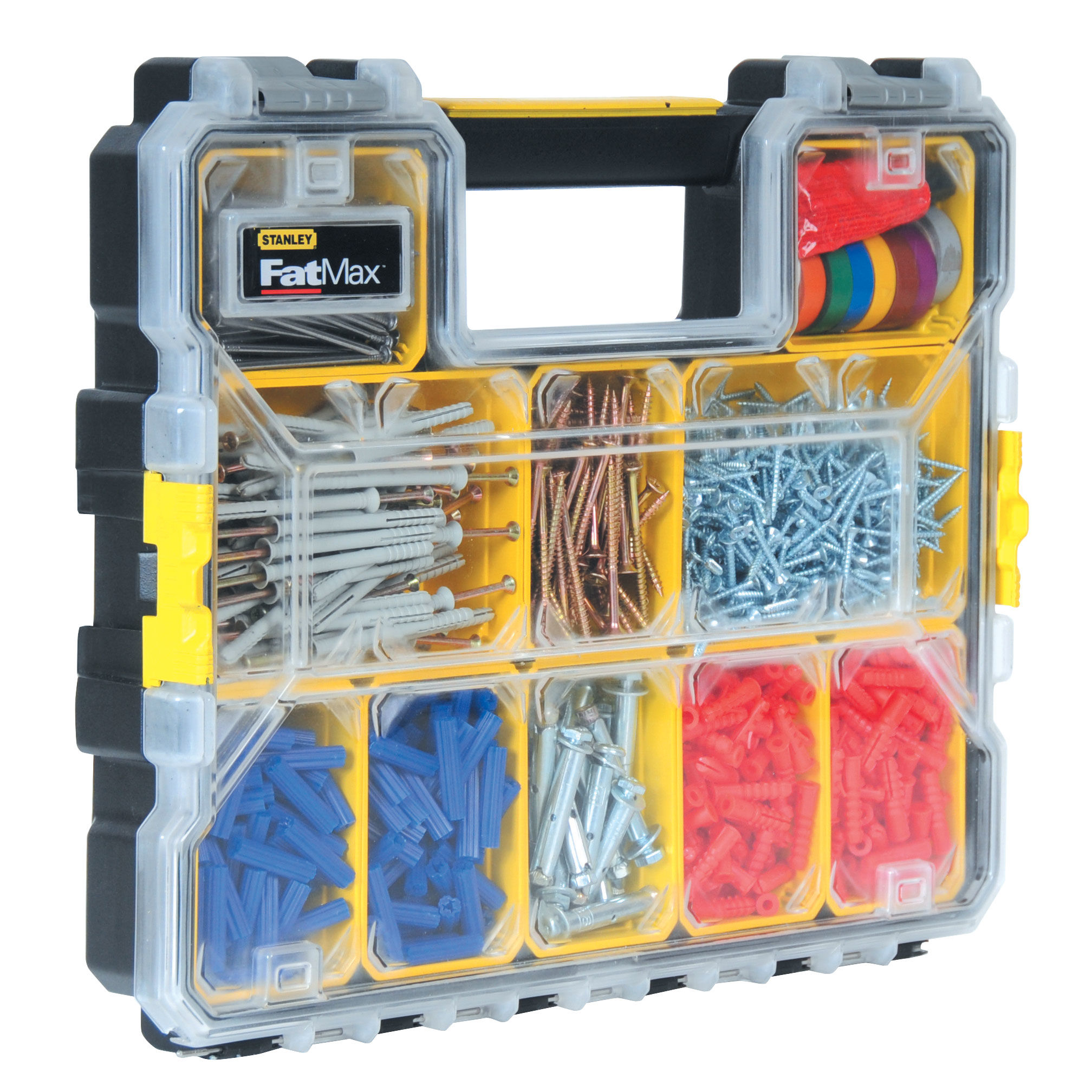 975191--975191 Organizer FatMax PRO Stanley 97-519Organizer plastikowy FatMax firmy Stanley na drobne elementyBardzo solidnie wykonany, posiada mocną konstrukcję oraz praktyczną, przemyślaną budowęNowatorska, modułowa konstrukcja pozwala na spinanie kilku or