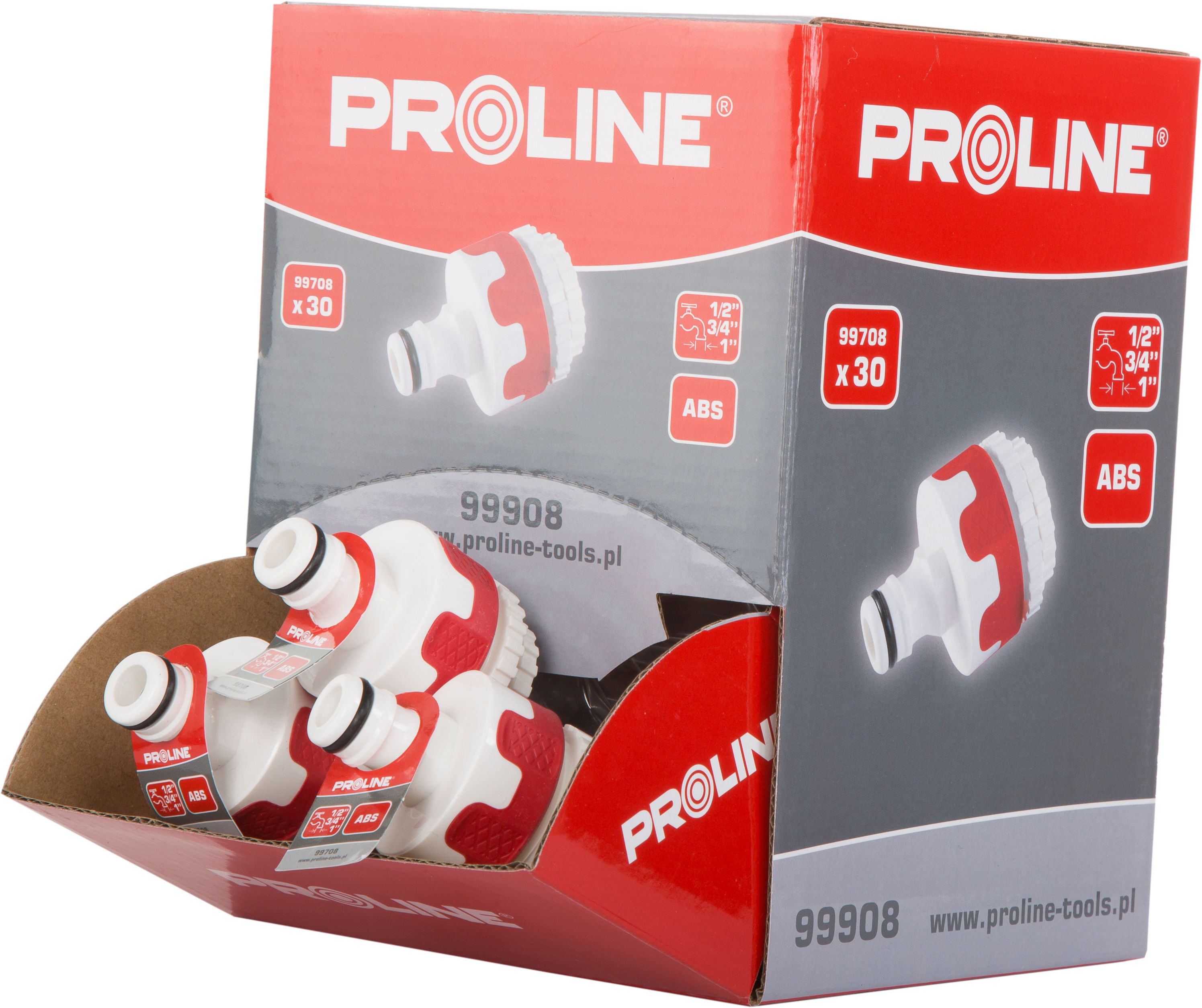 99908--Zestaw przyłącze z gwintem wew. 1";3/4";1/2" 30 szt. proline