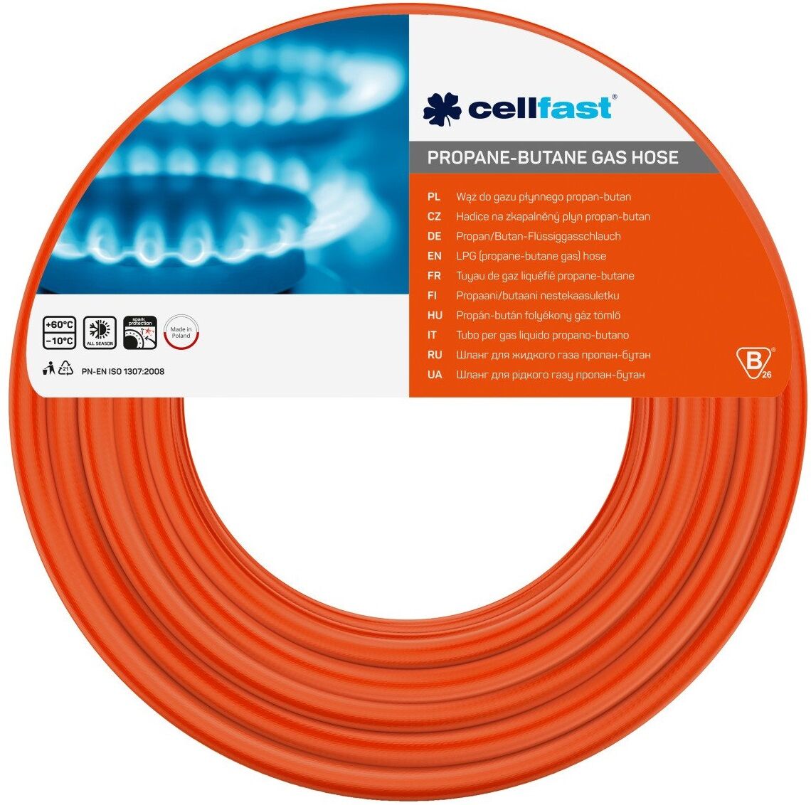 CF20680S--Wąż do gazu propan butan fi=9,0mm dł.60m szpula