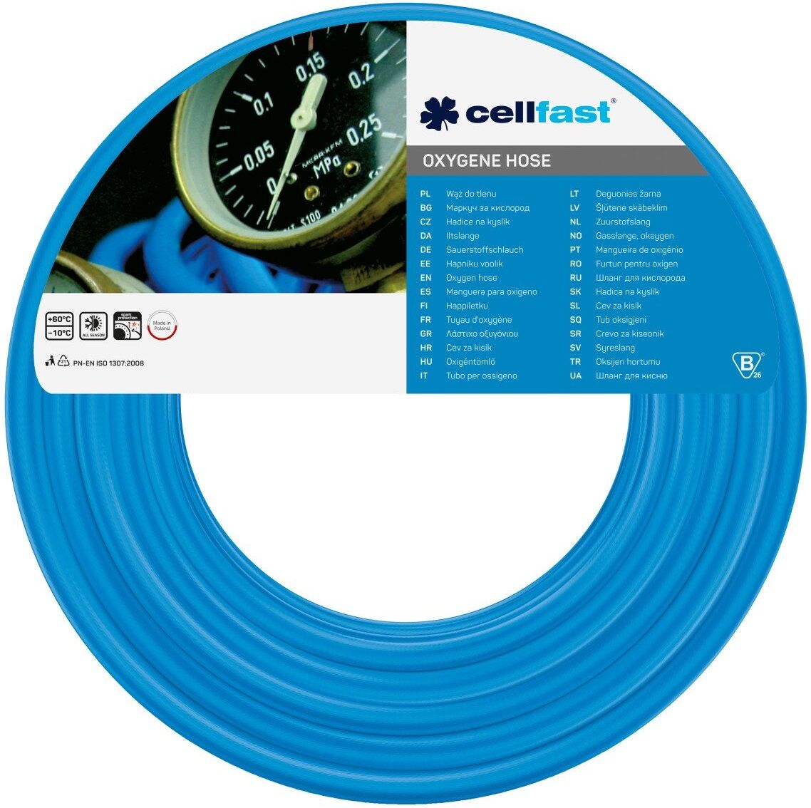 CF20684S--Wąż do tlenu fi=6,0mm dł.80m szpula