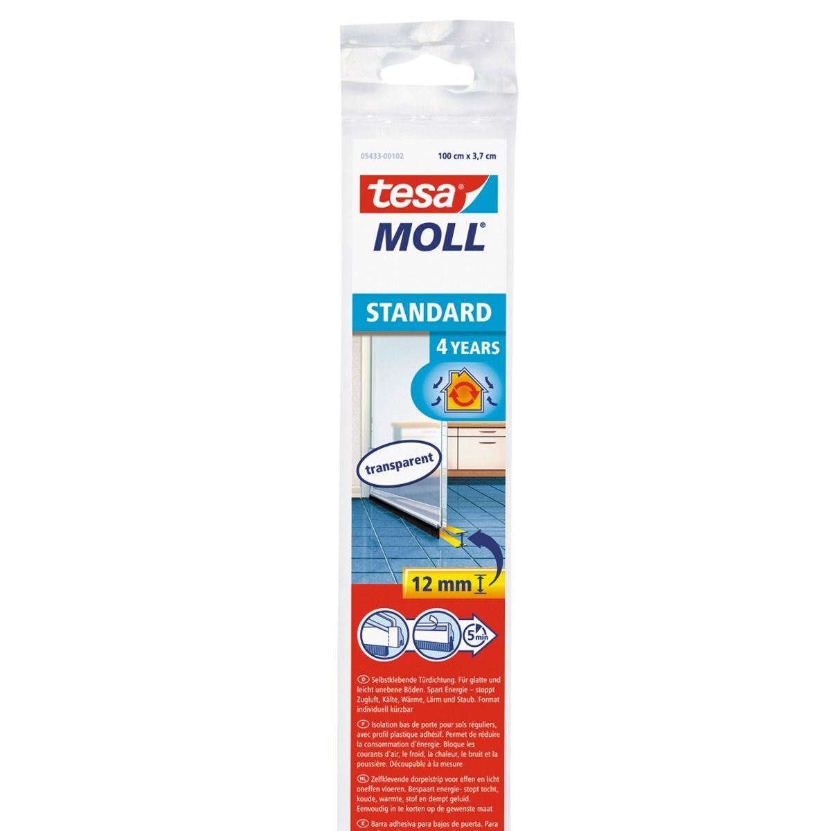 H0543302--Uszczelka szczotkowa pod drzwi standard 1m:37mm, przezroczyst