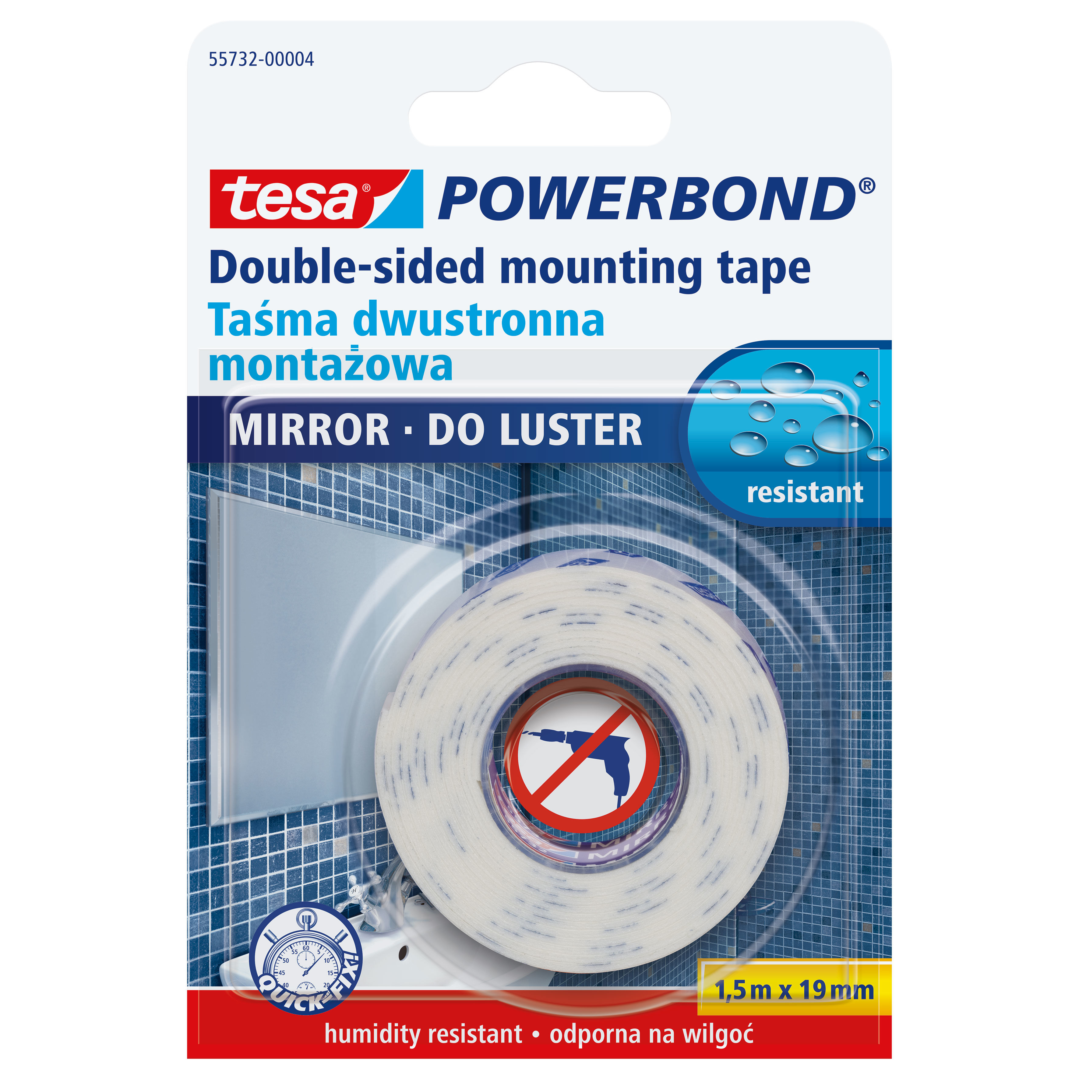 H5573204--Taśma montażowa powerbond szer.19mm dł.1,5m do luster