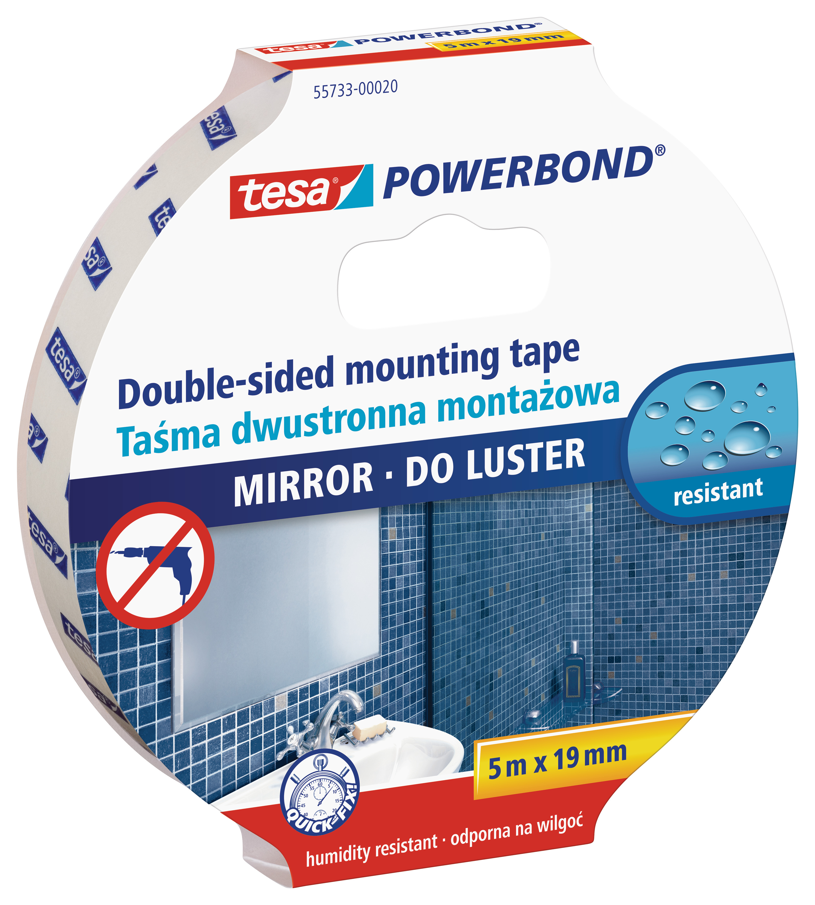 H5573320--Taśma montażowa powerbond do luster        5.0m:19mm