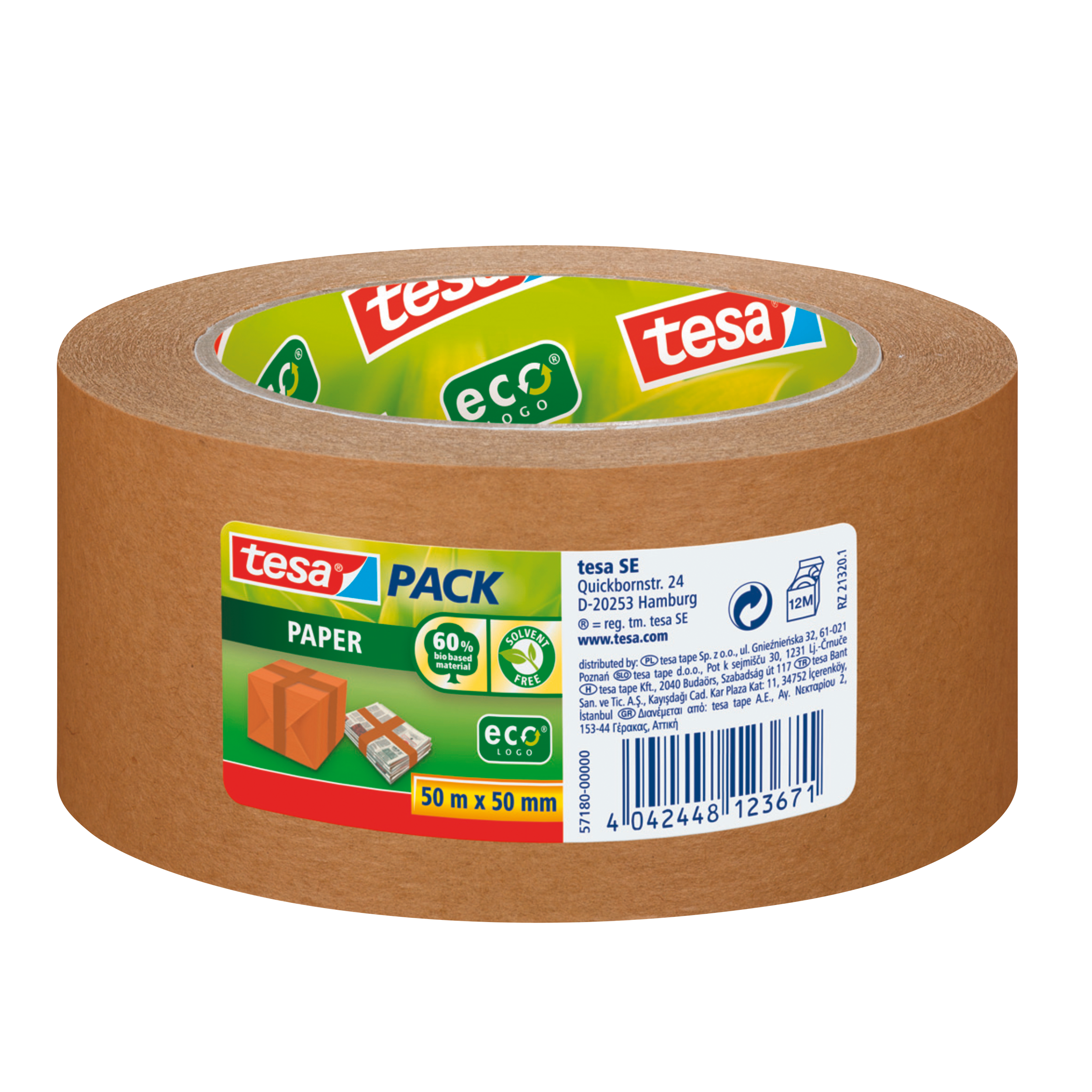 H5718000--Taśma pakowa papierowa 50m:50mm, brązowa