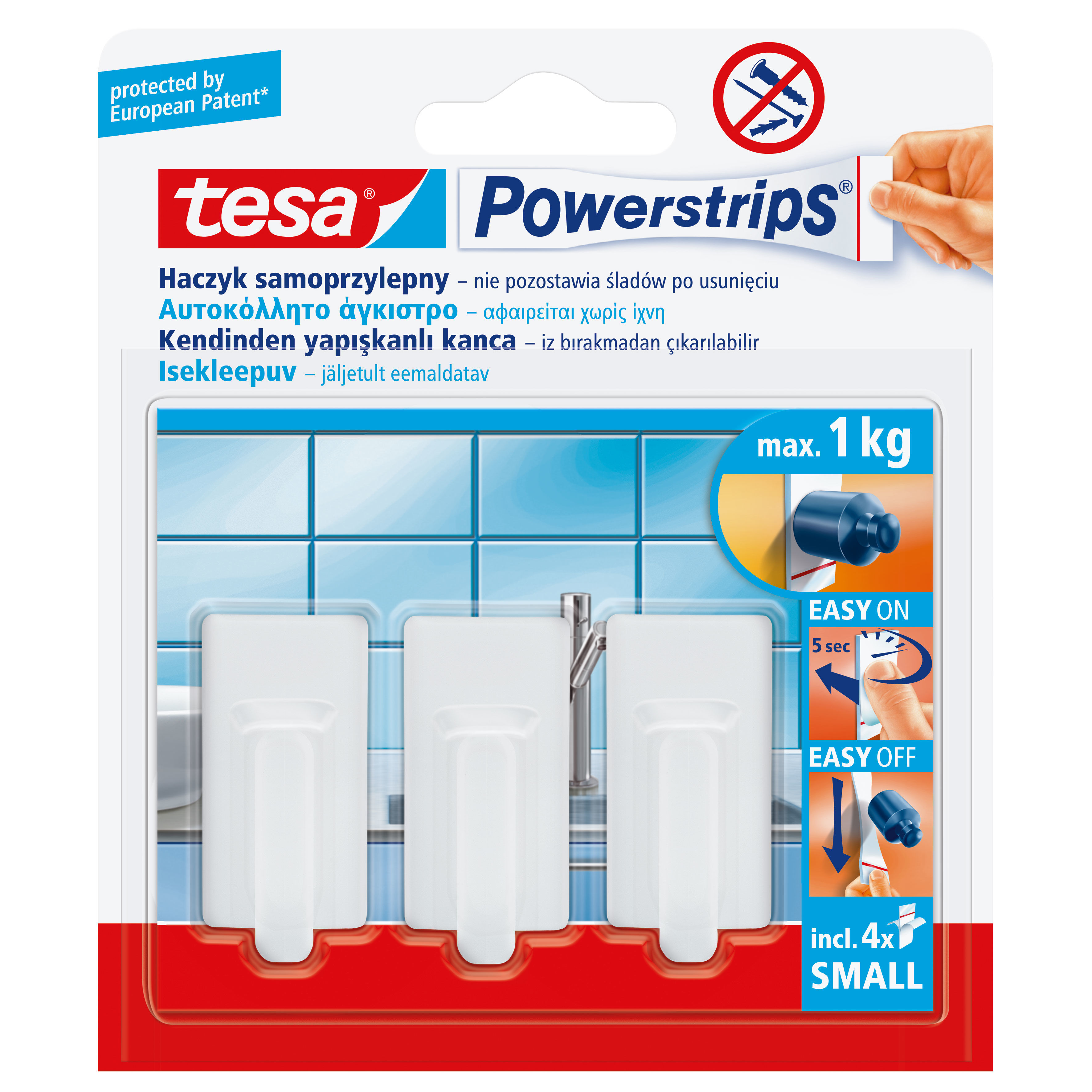 H5753030--Haczyki samoprzylep.powerstrips 3 szt.prostokąt.małe,białe