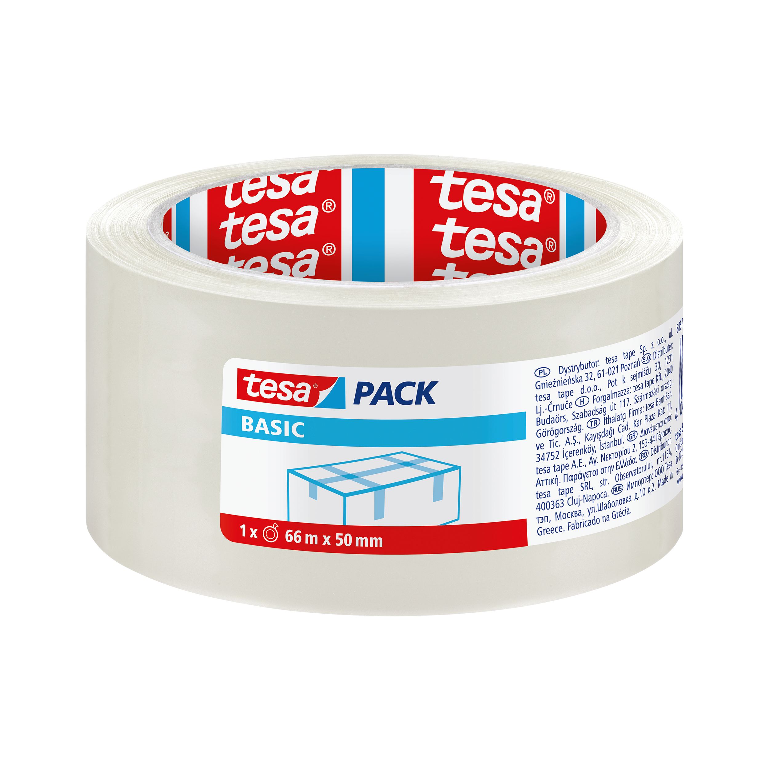 H5857000--Taśma pakowa basic 66m:50mm, przezroczysta
