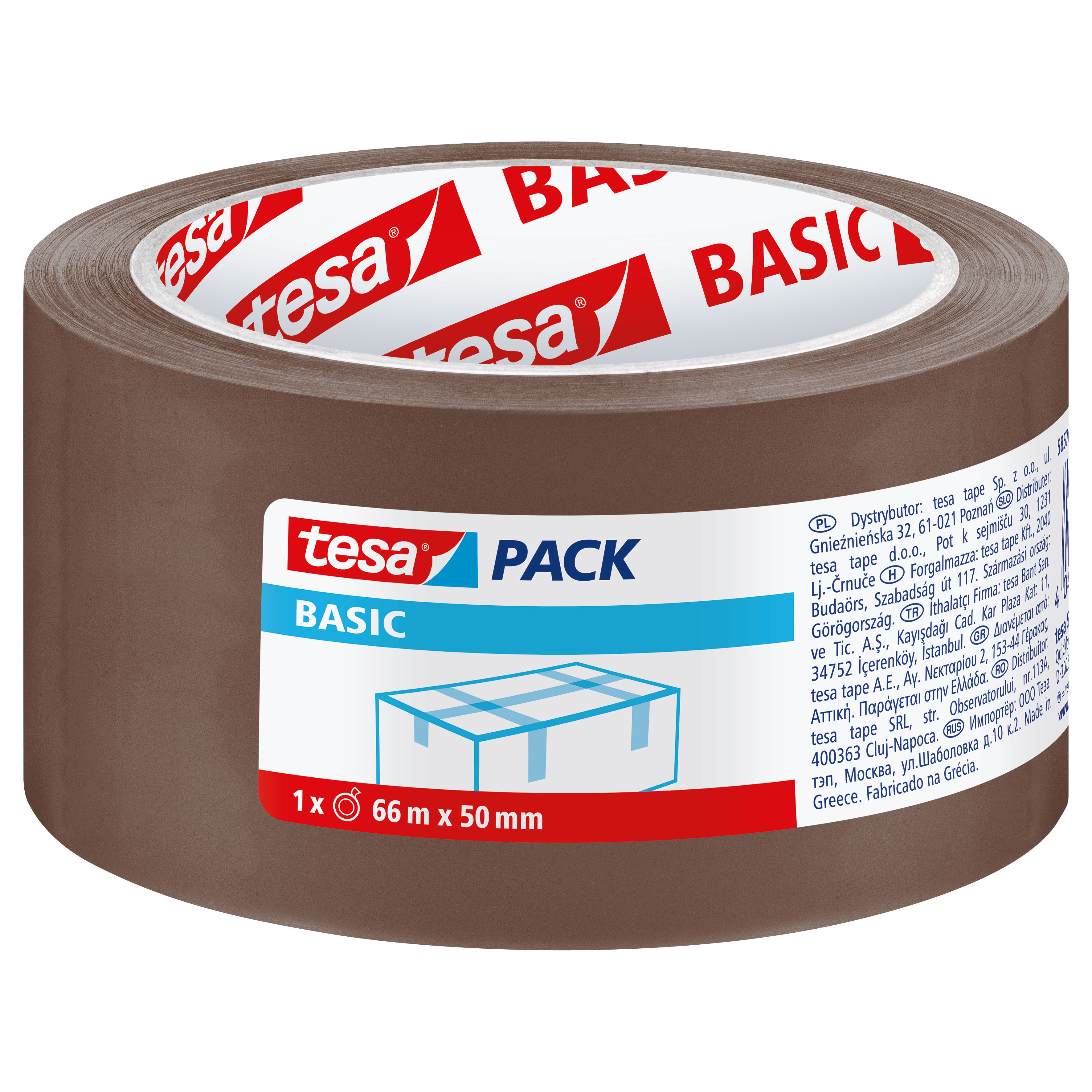 H5857100--Taśma pakowa basic 66m:50mm, brązowa