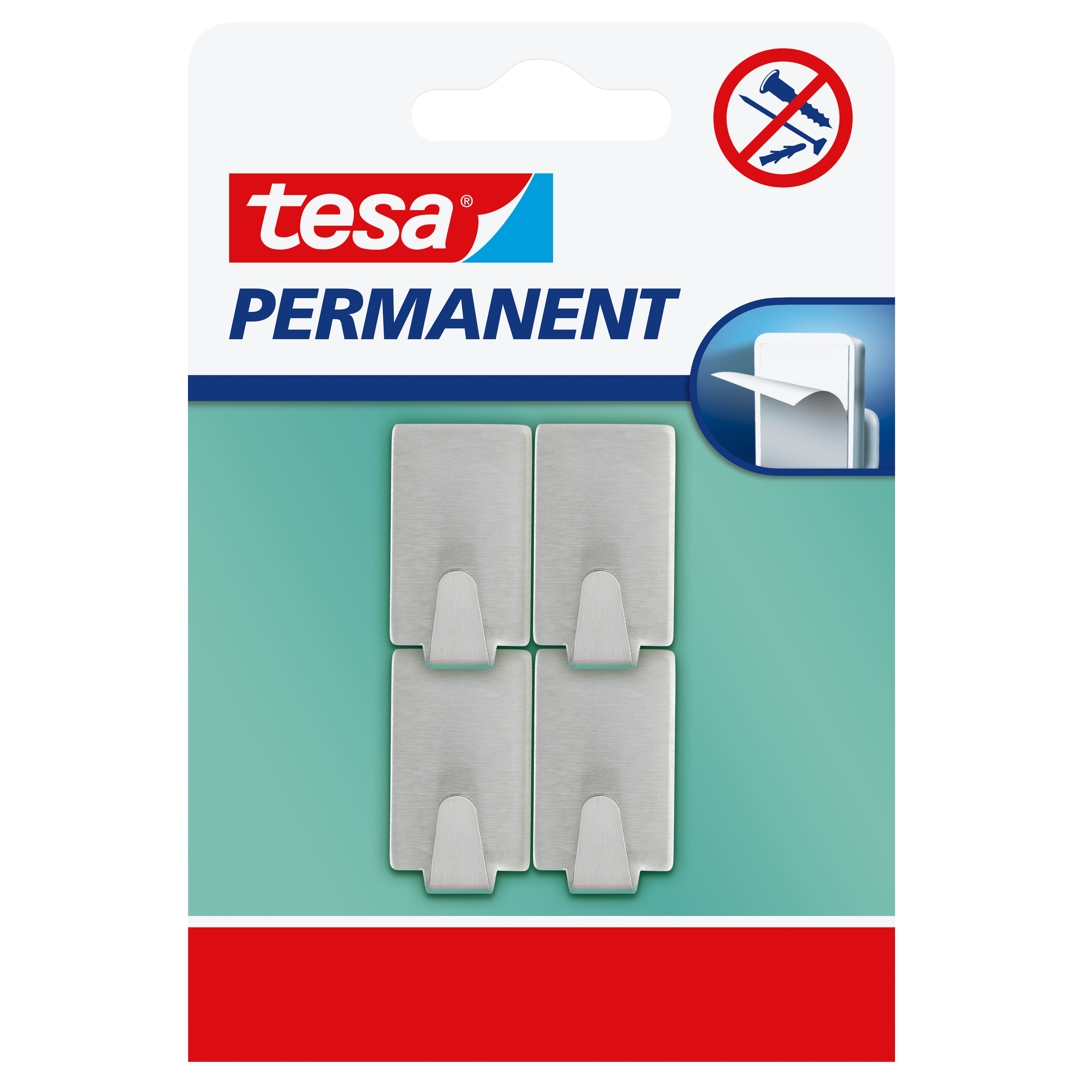 H6661200--Haczyki permanentne 4 szt. "s", prostokatne, metalowe