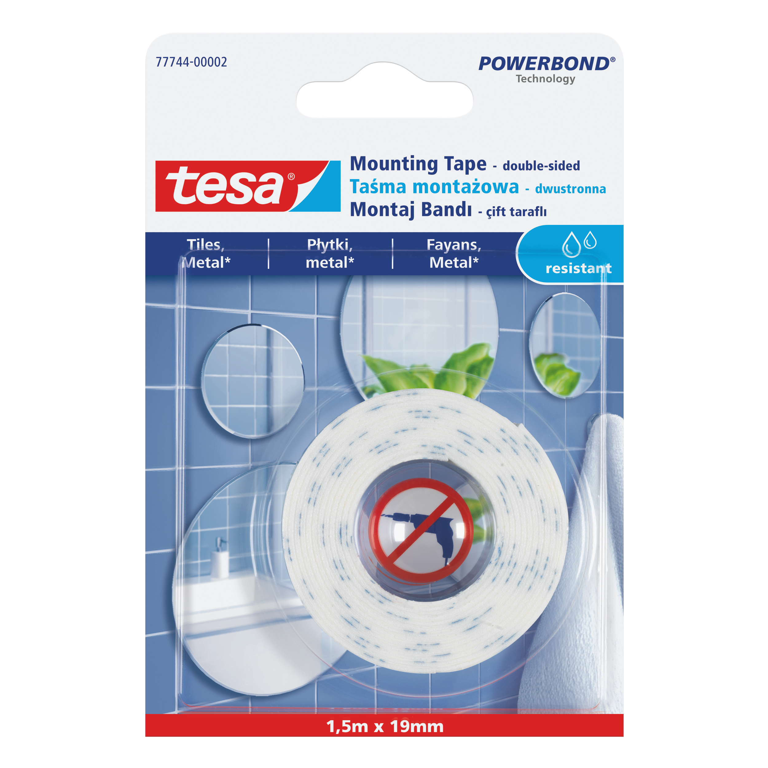 H7774402--Taśma montażowa do luster 1.5m:19mm