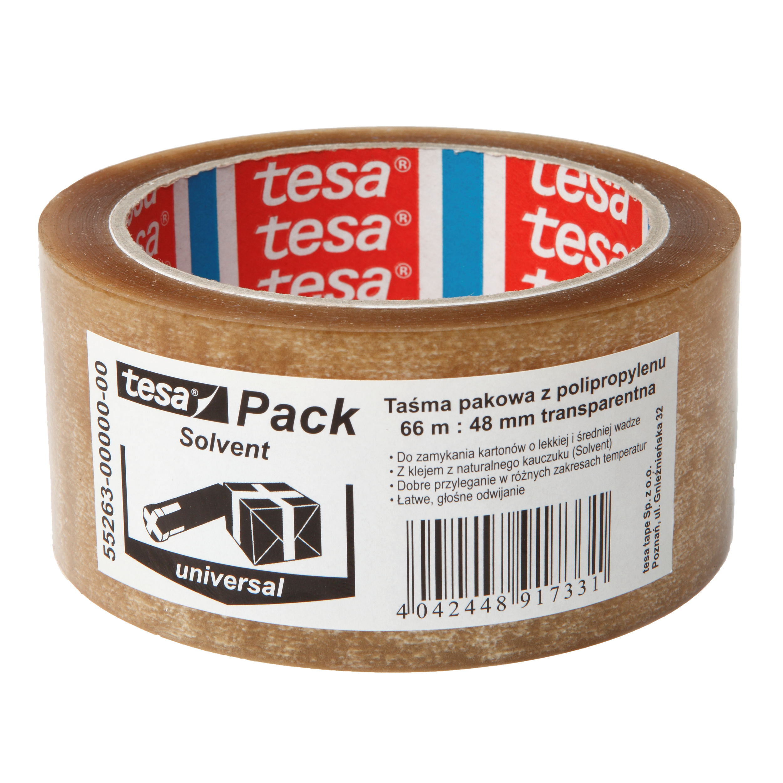 HZ552630--Taśma pakowa solvent 66m:48mm, przezroczysta[opis cz/sk, pl]