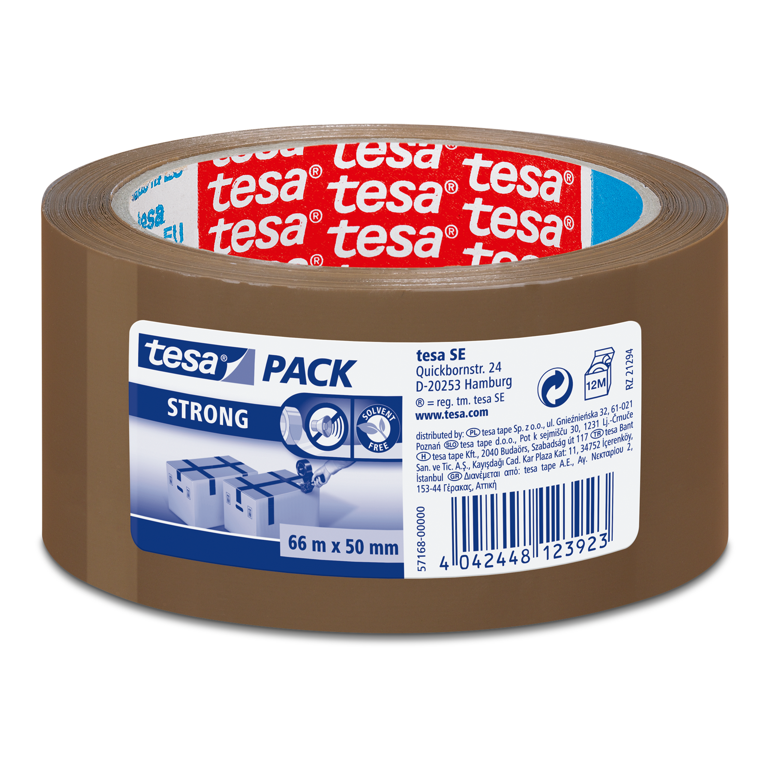 HZ571680--Taśma pakowa cichoodwijalna 66m:50mm, brąz. [opis cz/sk, pl]