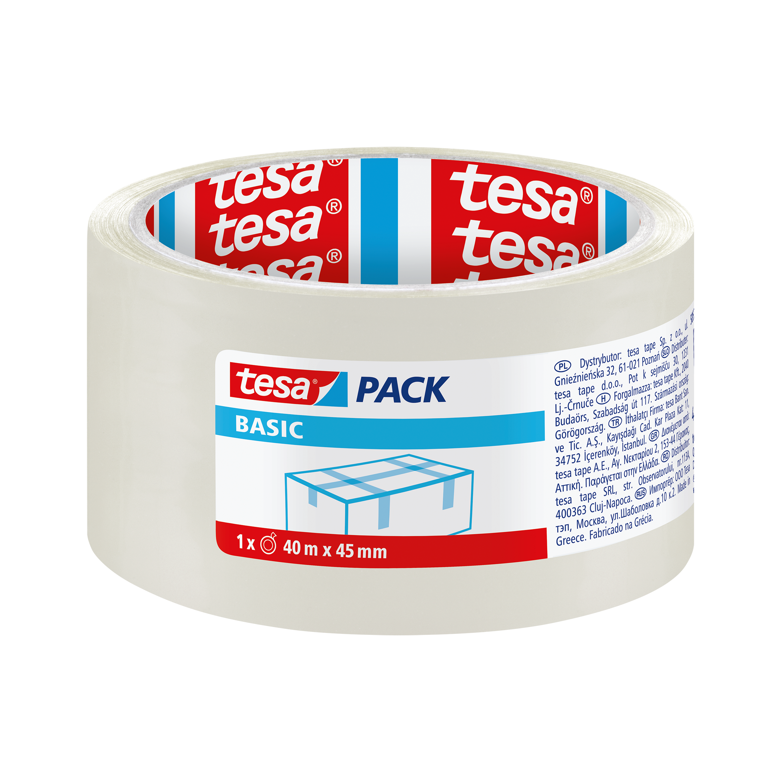 HZ585740--Taśma pakowa basic 40m:45mm, przezroczysta [opis cz/sk, pl]