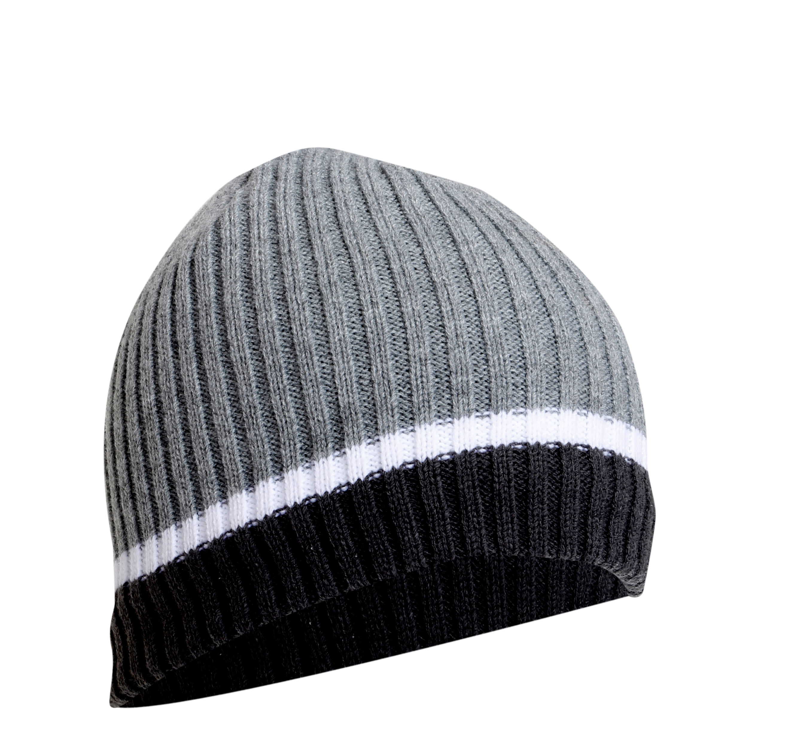 L102070S--Czapka akrylowa z ociepliną szaro-biała, lahti